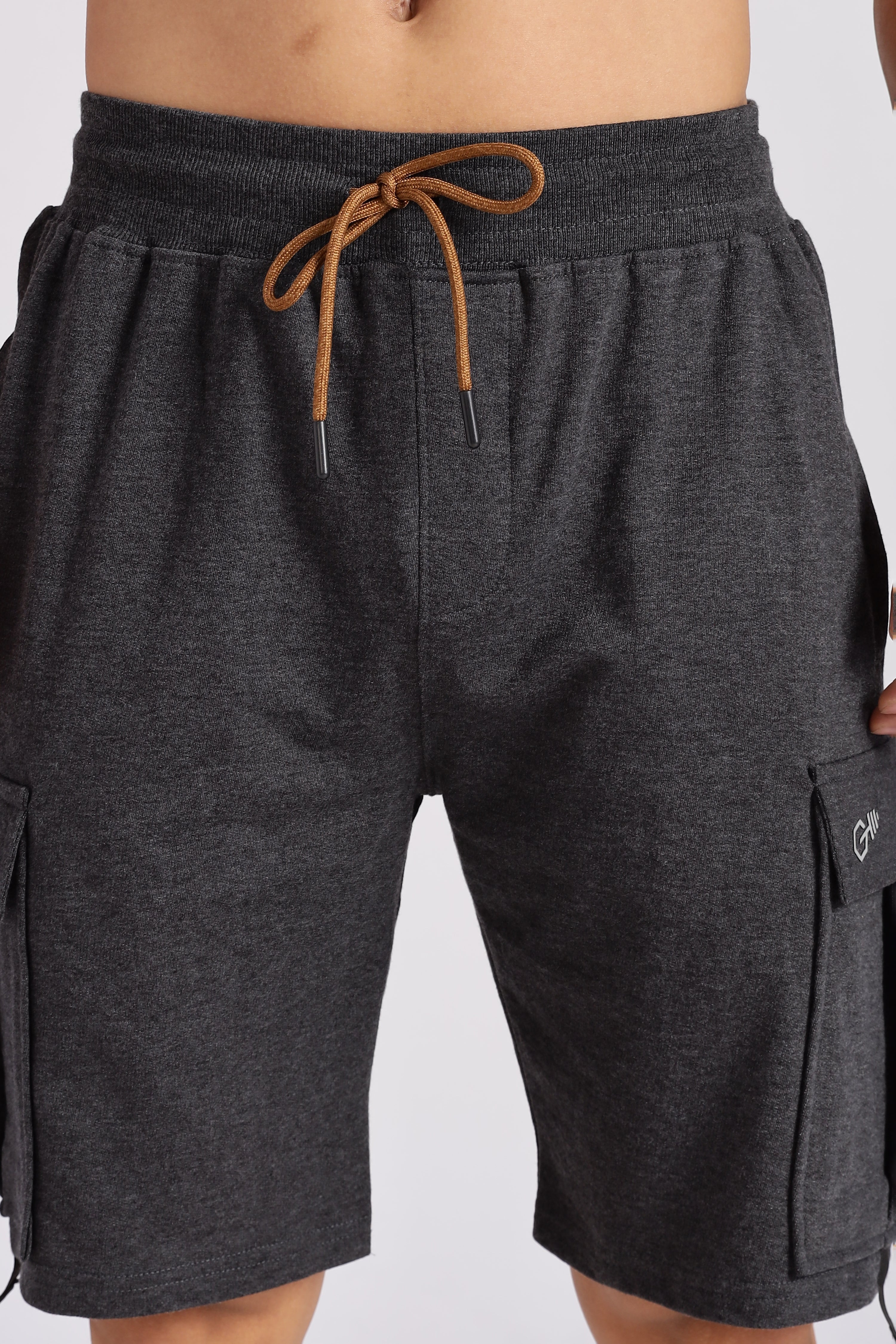 Grey Loop Knitted Cargo Shorts