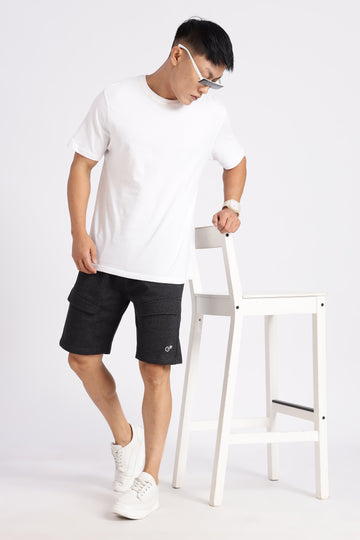 Grey Flap Pocket Loop Knitted Shorts