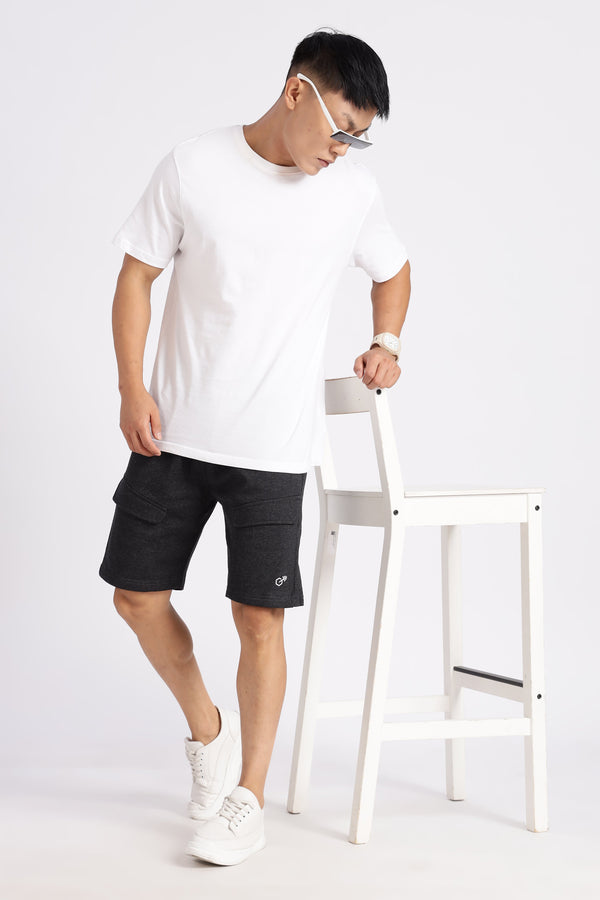 Grey Flap Pocket Loop Knitted Shorts