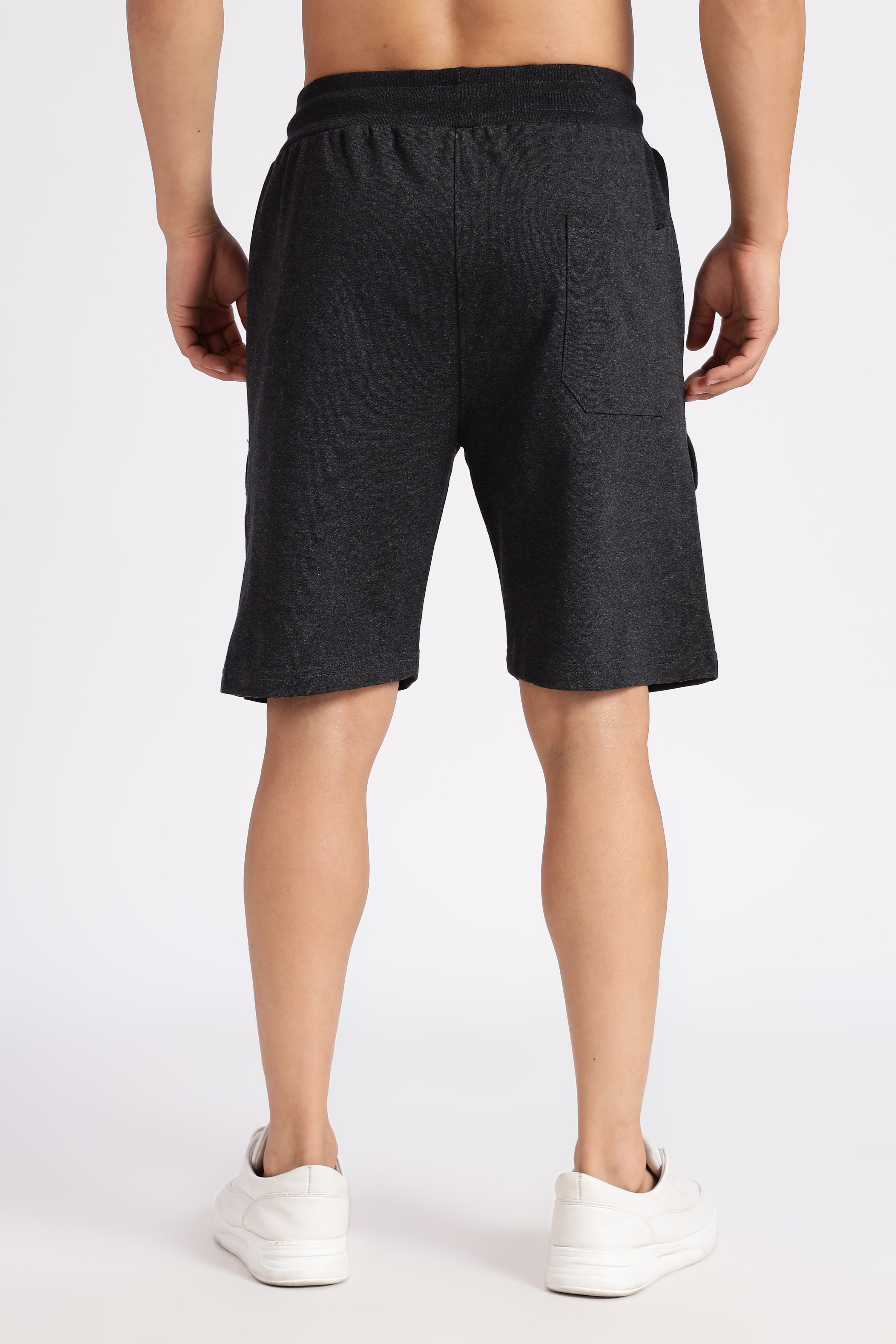 Grey Flap Pocket Loop Knitted Shorts