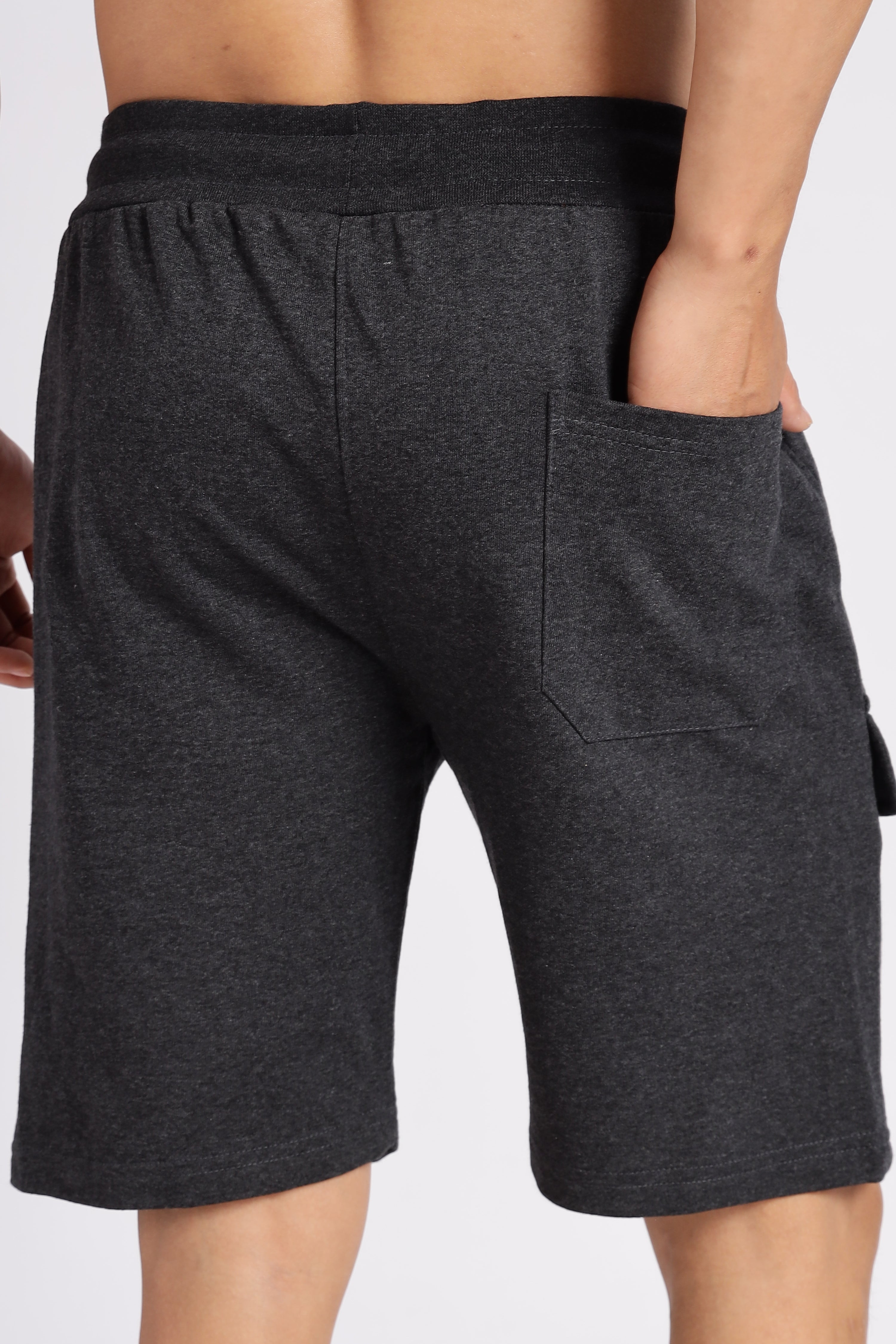 Grey Flap Pocket Loop Knitted Shorts