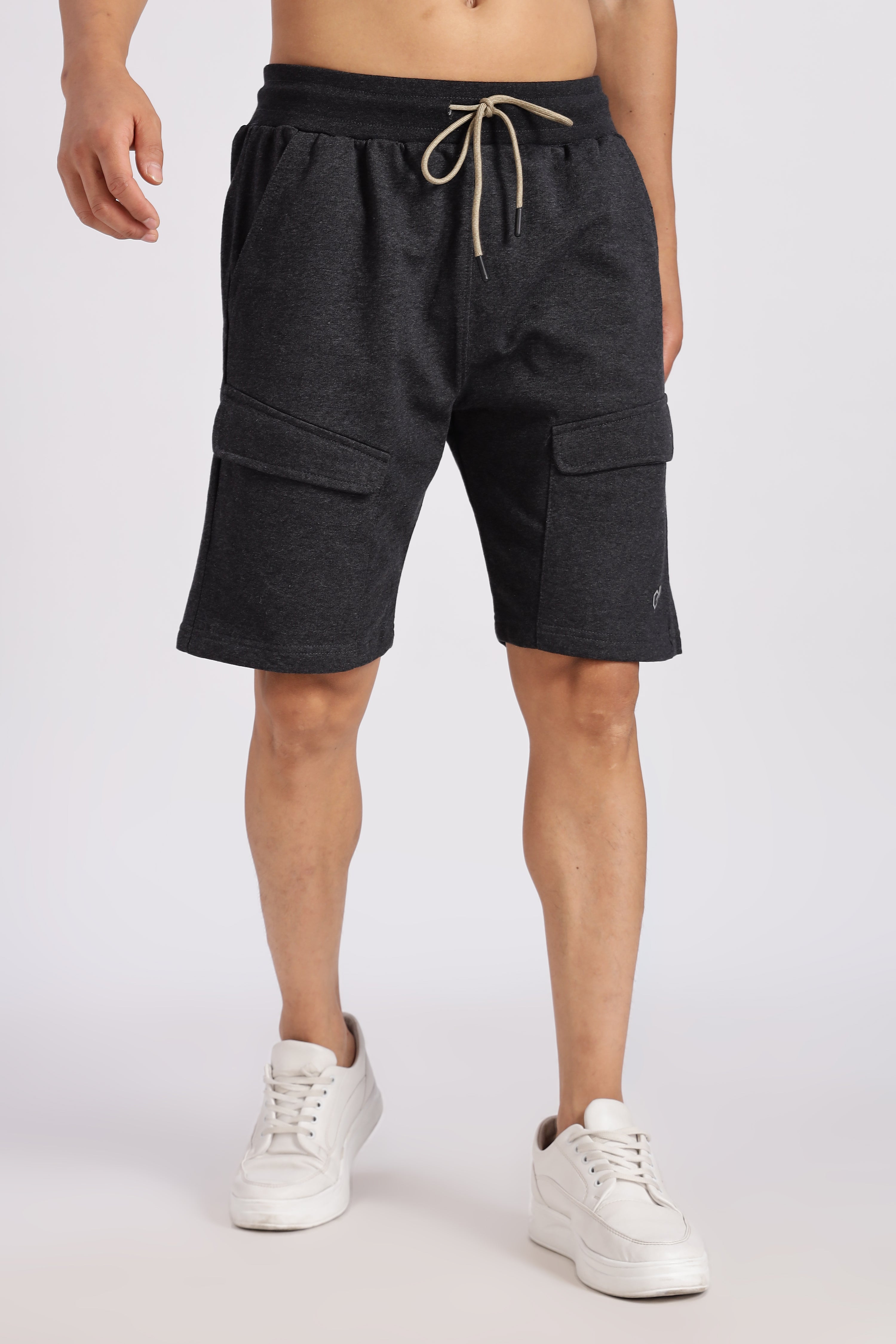 Grey Flap Pocket Loop Knitted Shorts