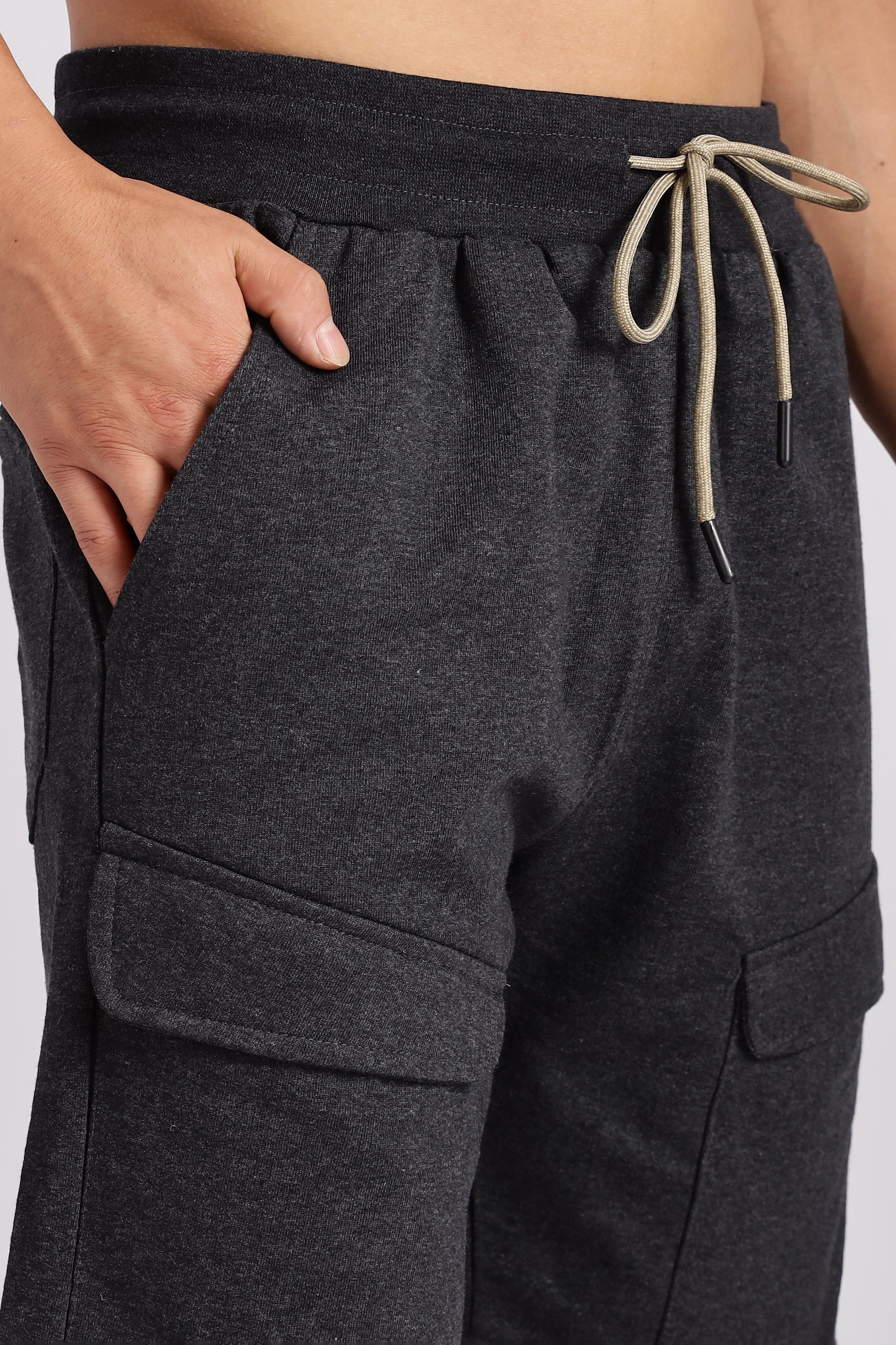 Grey Flap Pocket Loop Knitted Shorts