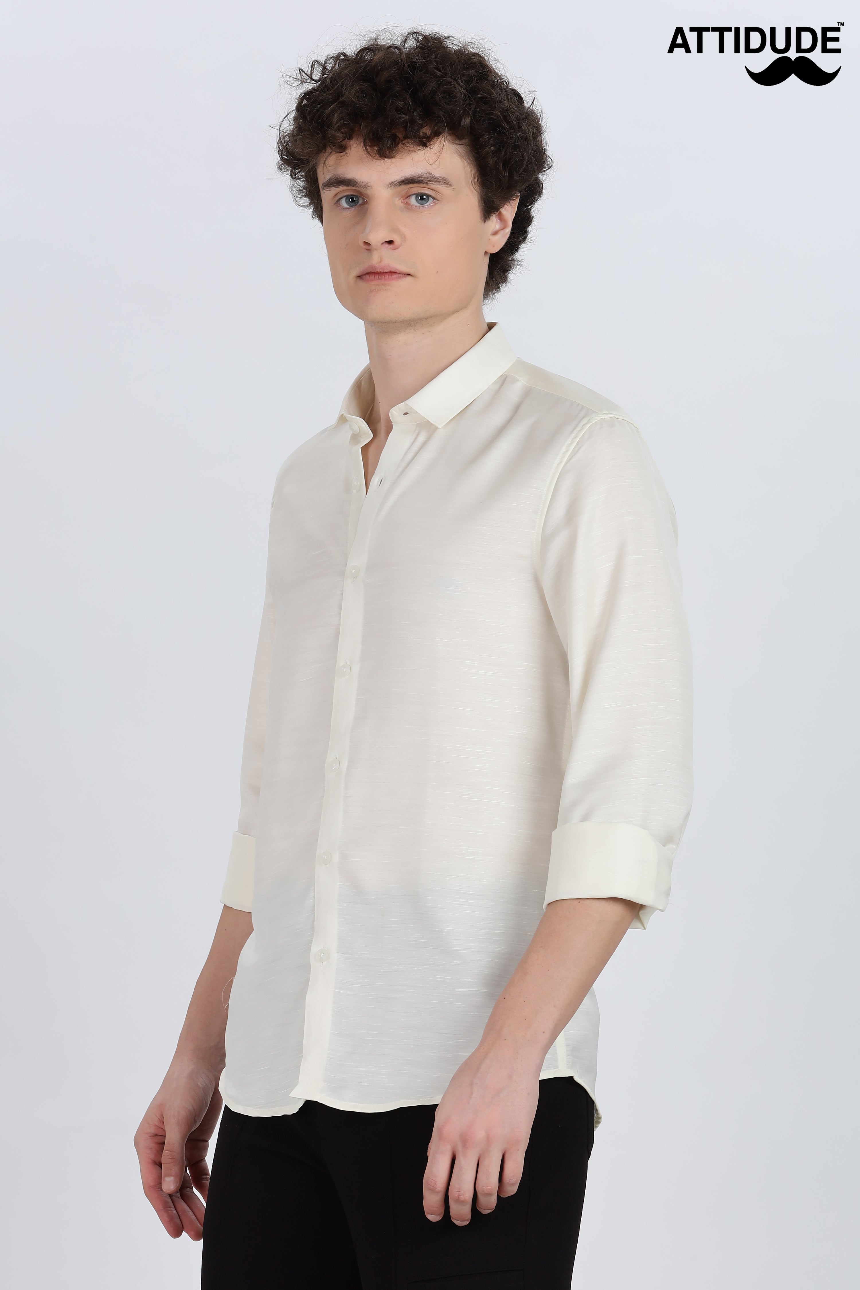 Yellow Silky Satin Full Sleeve Shirt