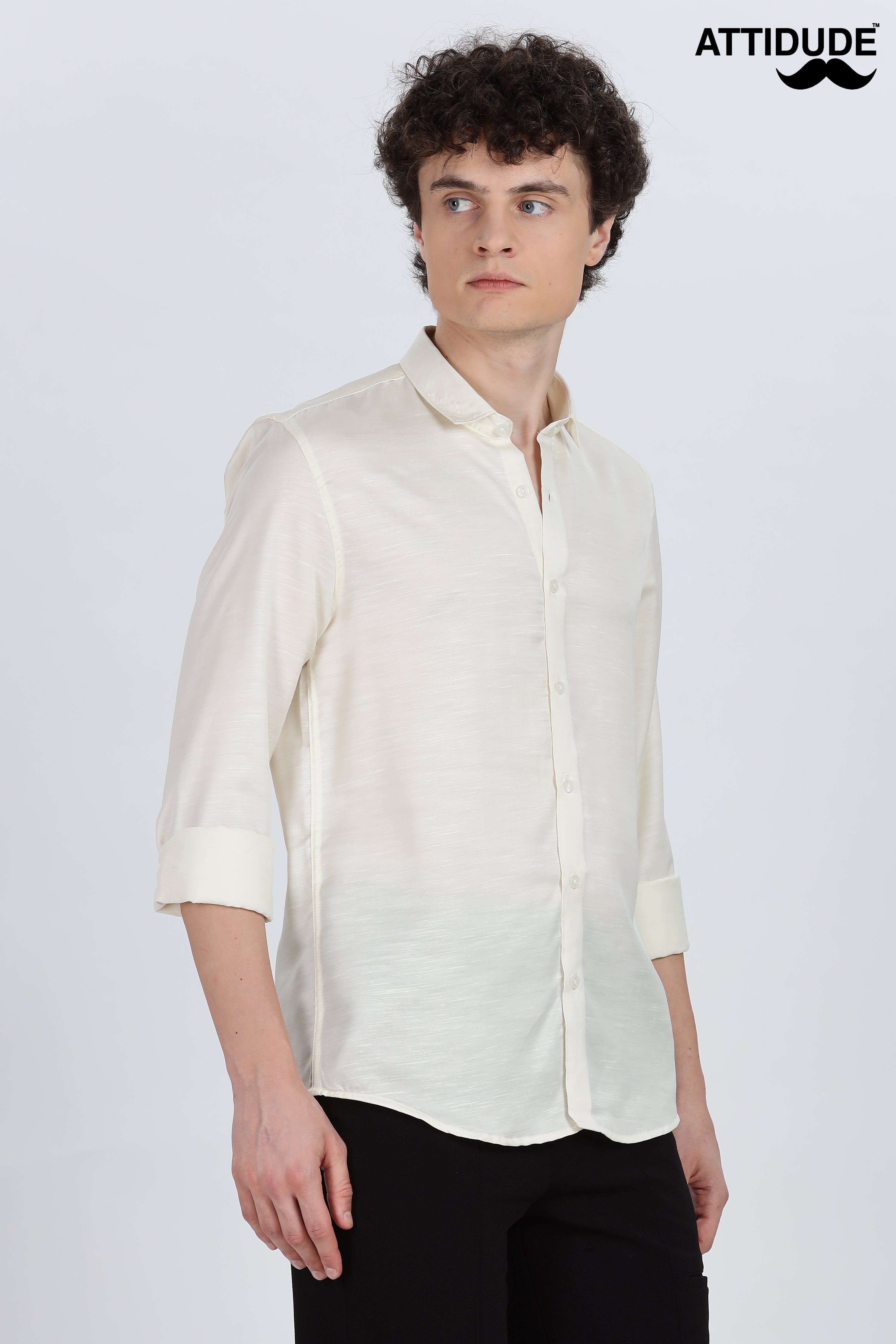 Yellow Silky Satin Full Sleeve Shirt