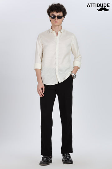 Yellow Silky Satin Full Sleeve Shirt