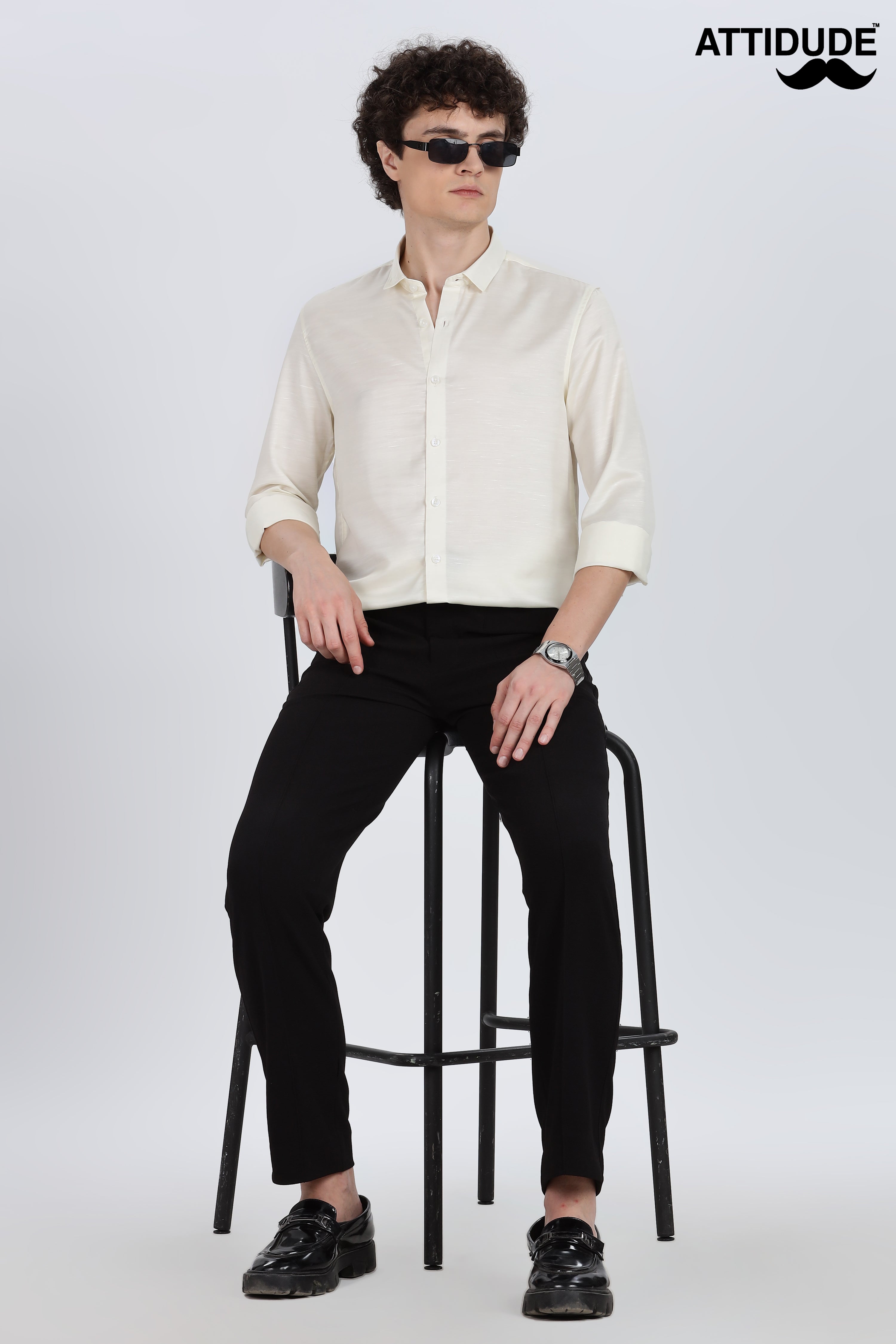 Yellow Silky Satin Full Sleeve Shirt