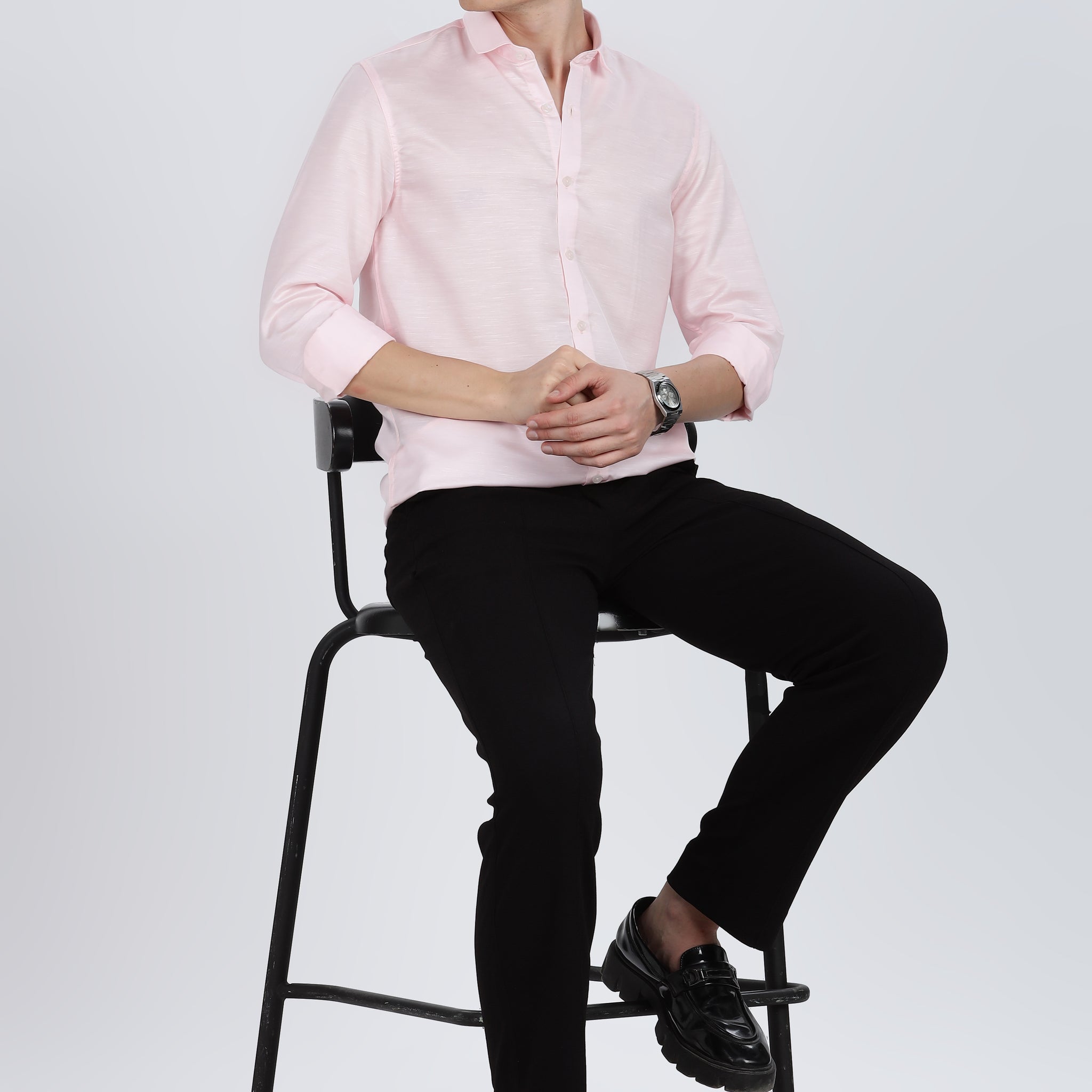 Pink Silky Satin Full Sleeve Shirt (Article A27465)