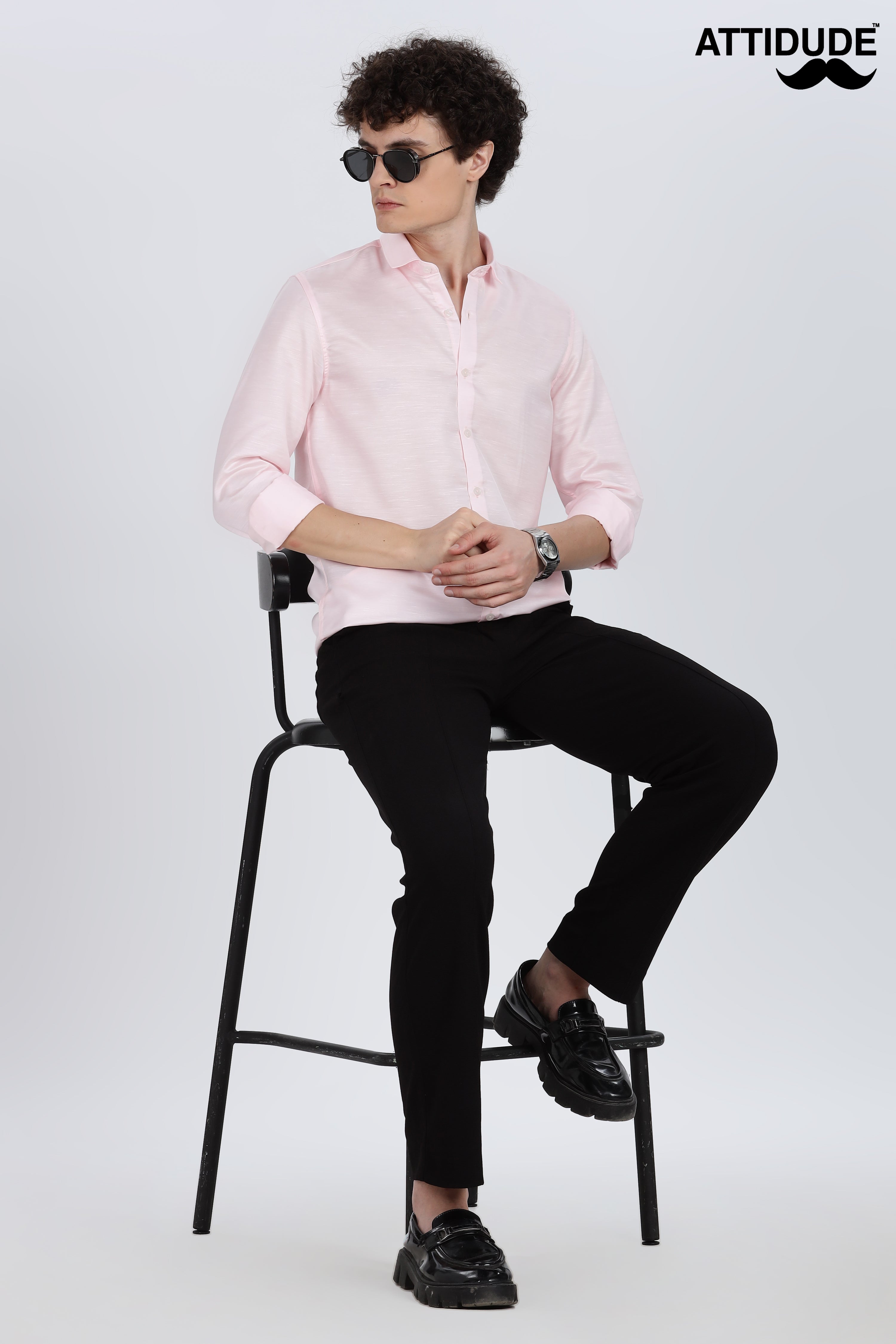 Pink Silky Satin Full Sleeve Shirt