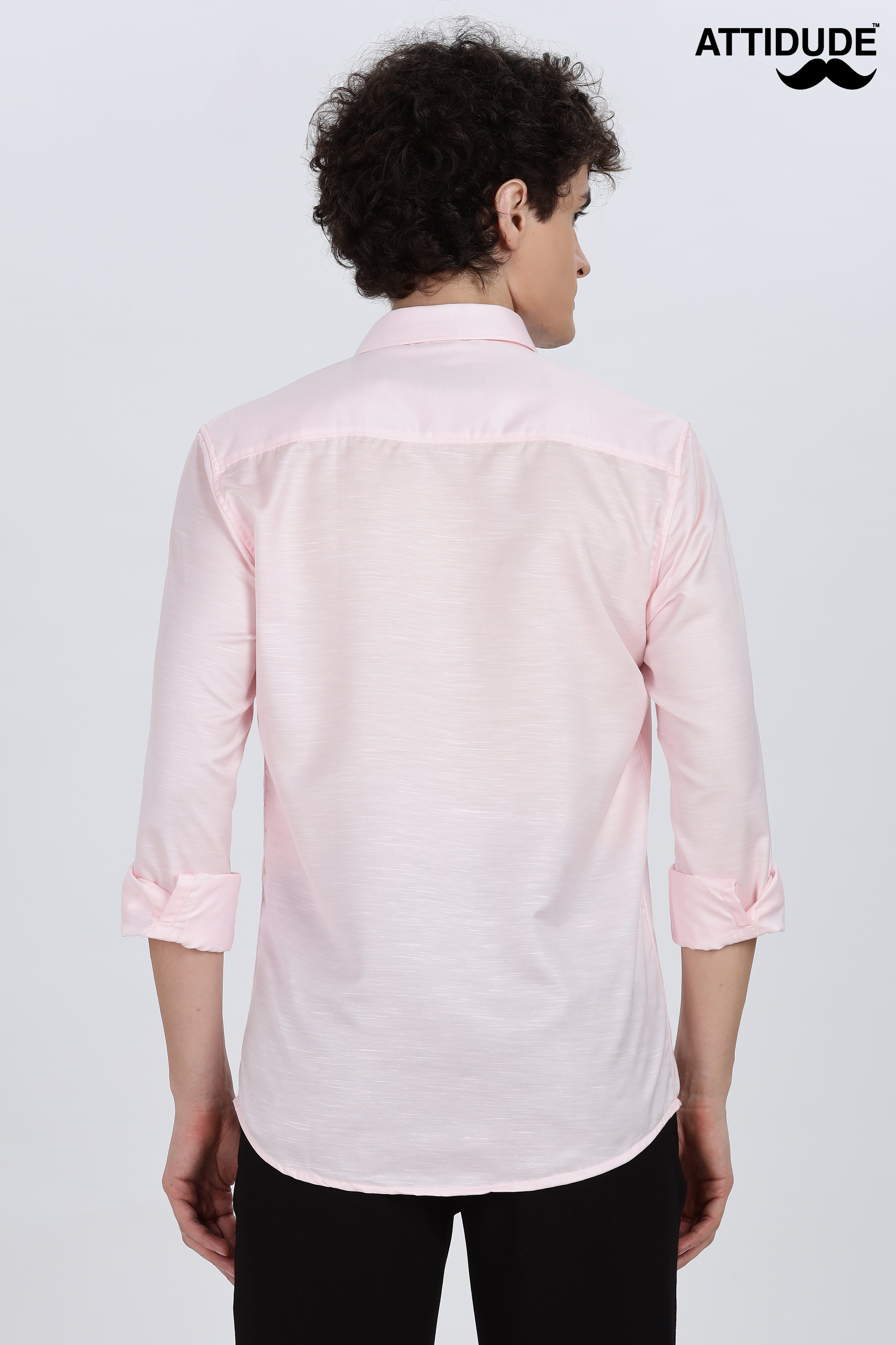 Pink Silky Satin Full Sleeve Shirt