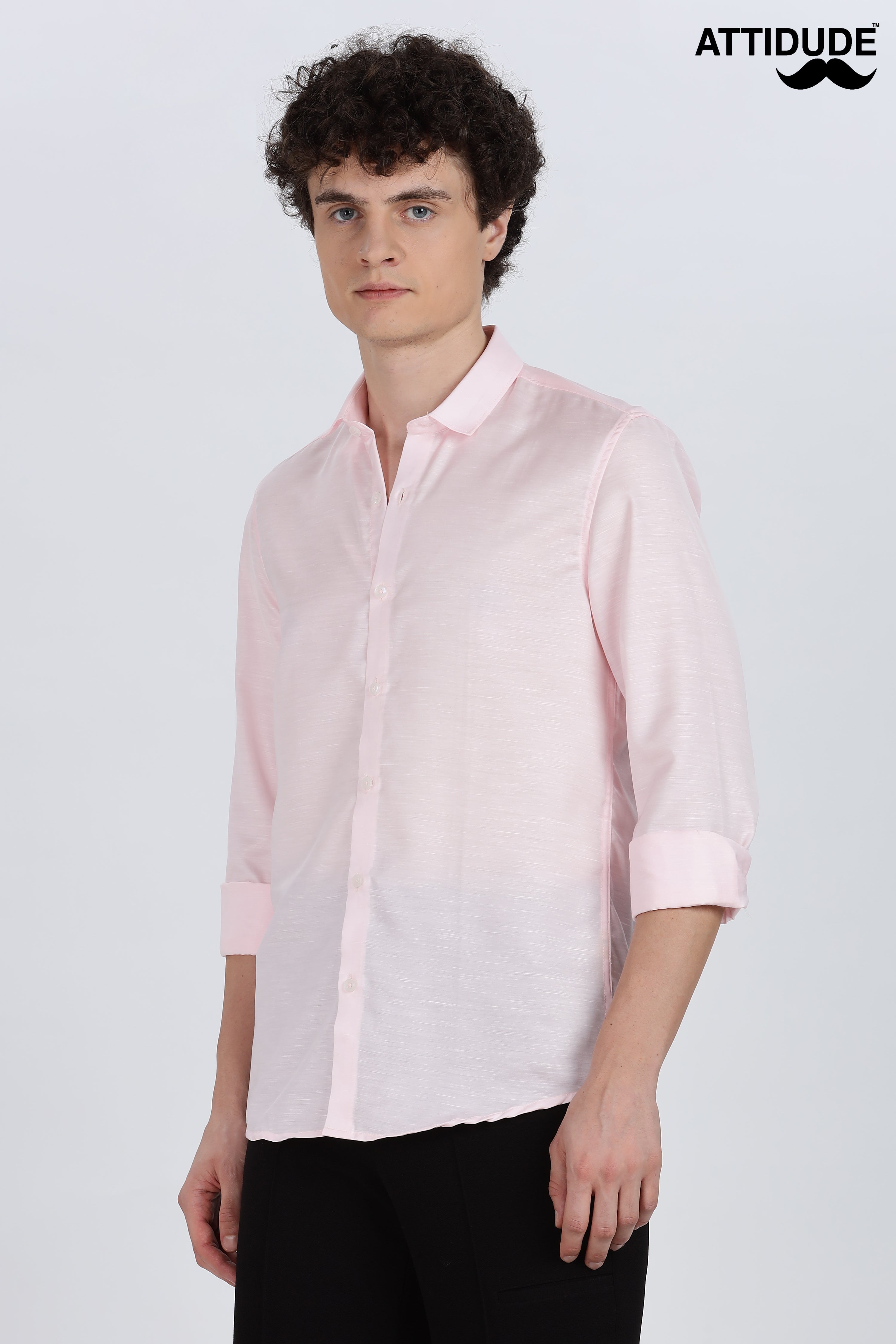 Pink Silky Satin Full Sleeve Shirt