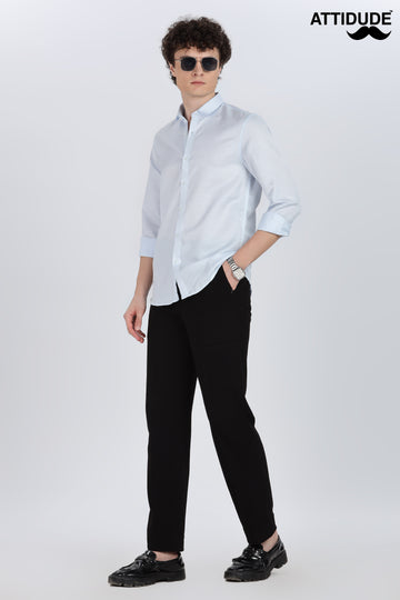 Sky Blue Silky Satin Full Sleeve Shirt (Article A27465)