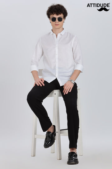 White Silky Satin Full Sleeve Shirt (Article A27465)