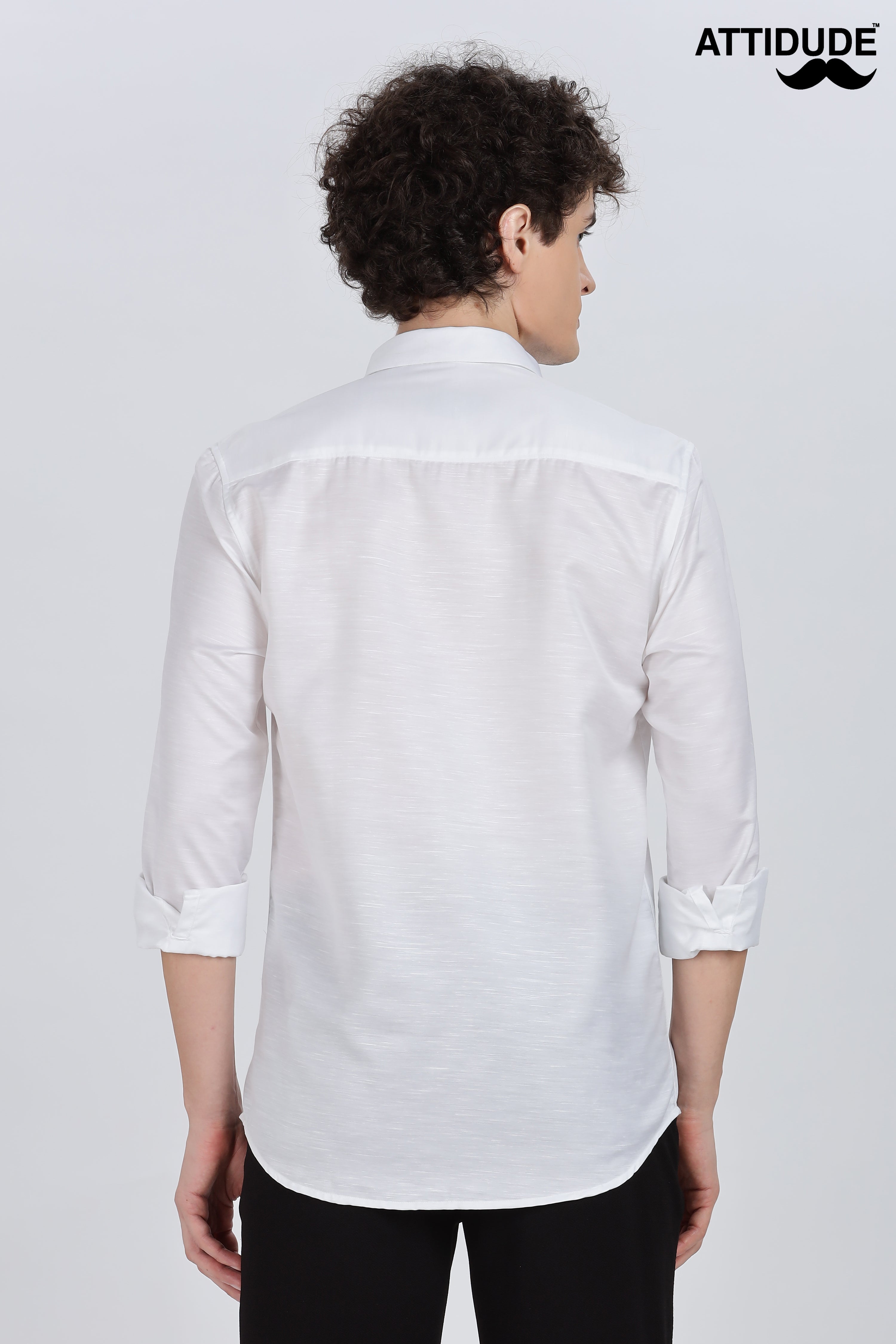 White Silky Satin Full Sleeve Shirt