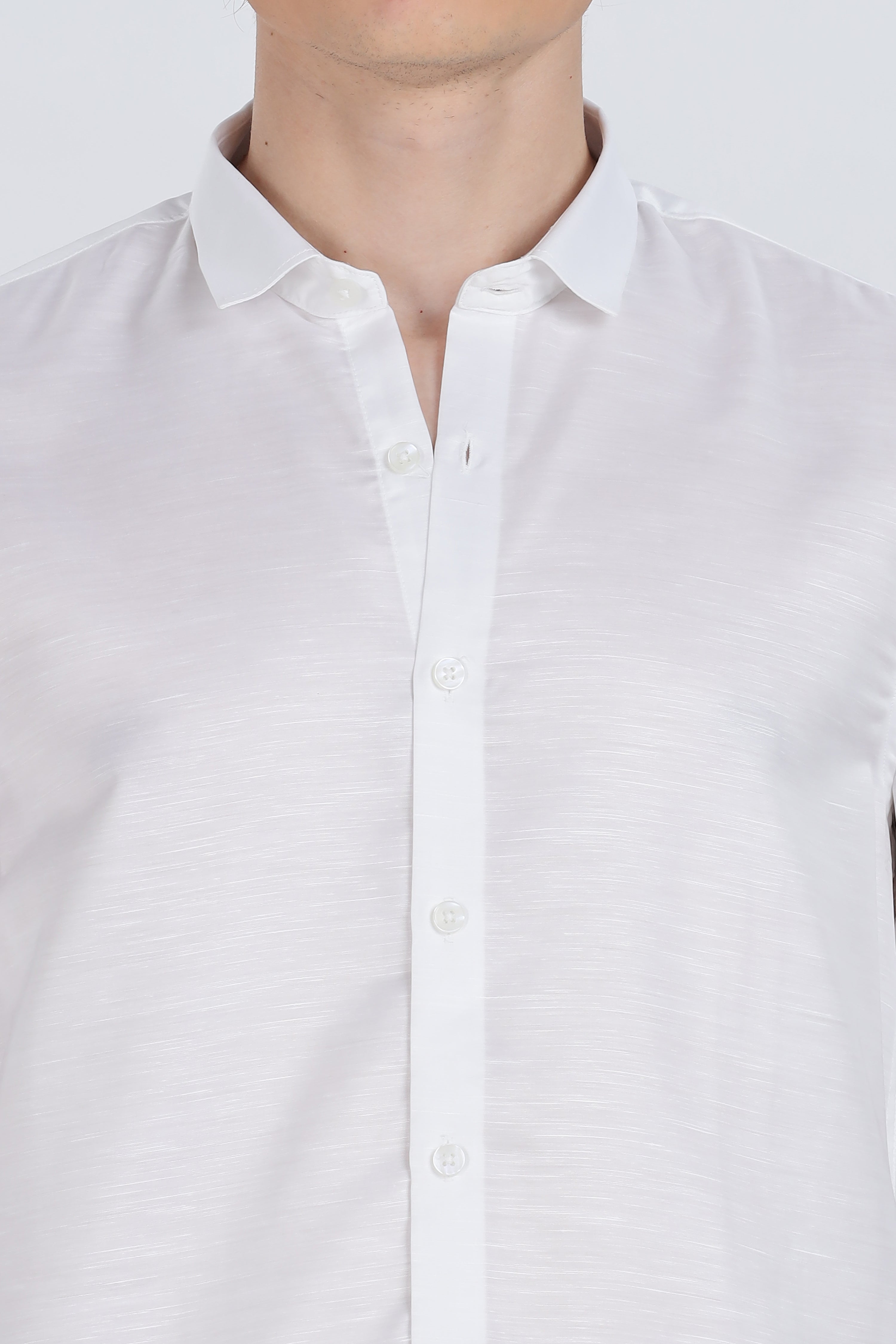 White Silky Satin Full Sleeve Shirt