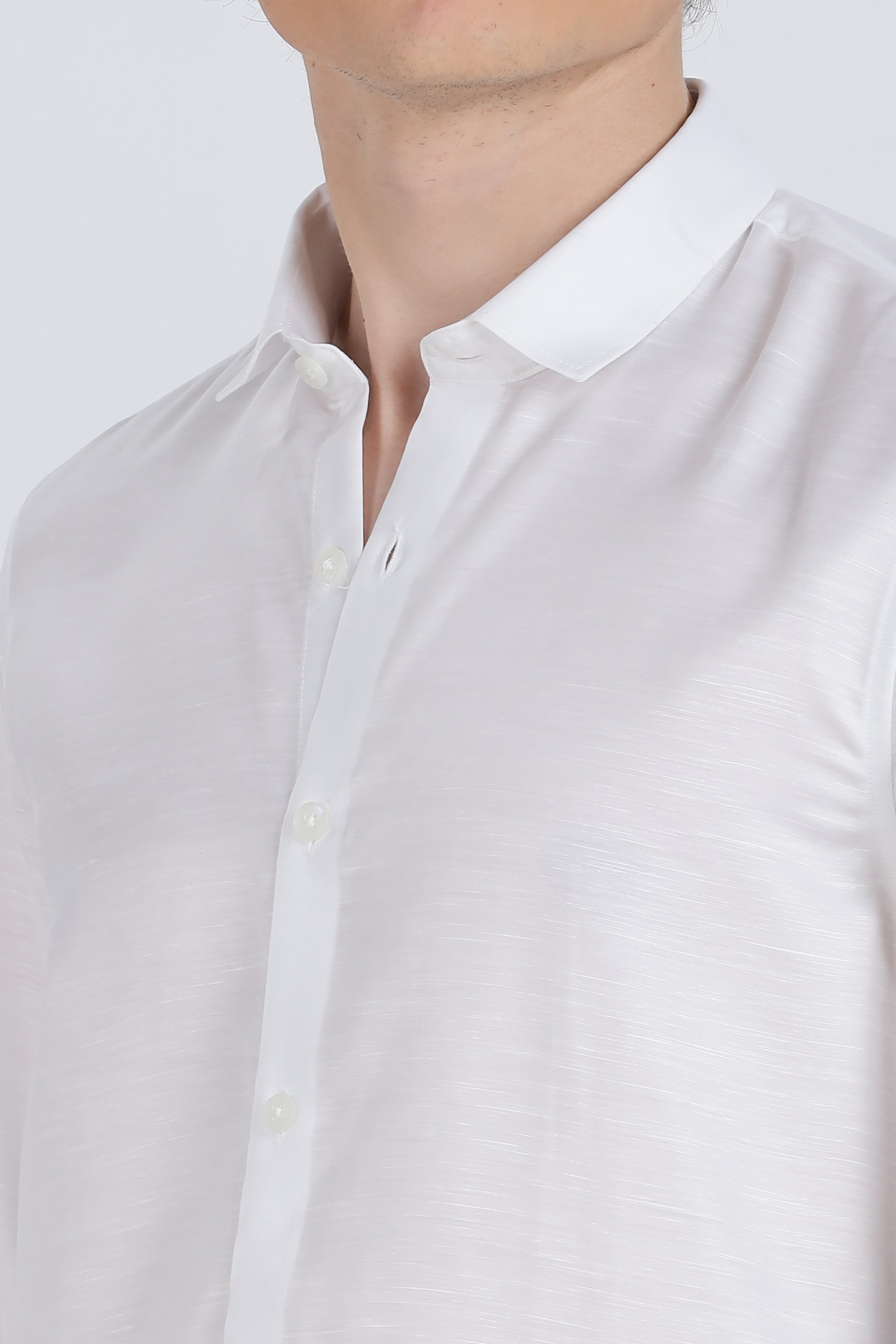 White Silky Satin Full Sleeve Shirt