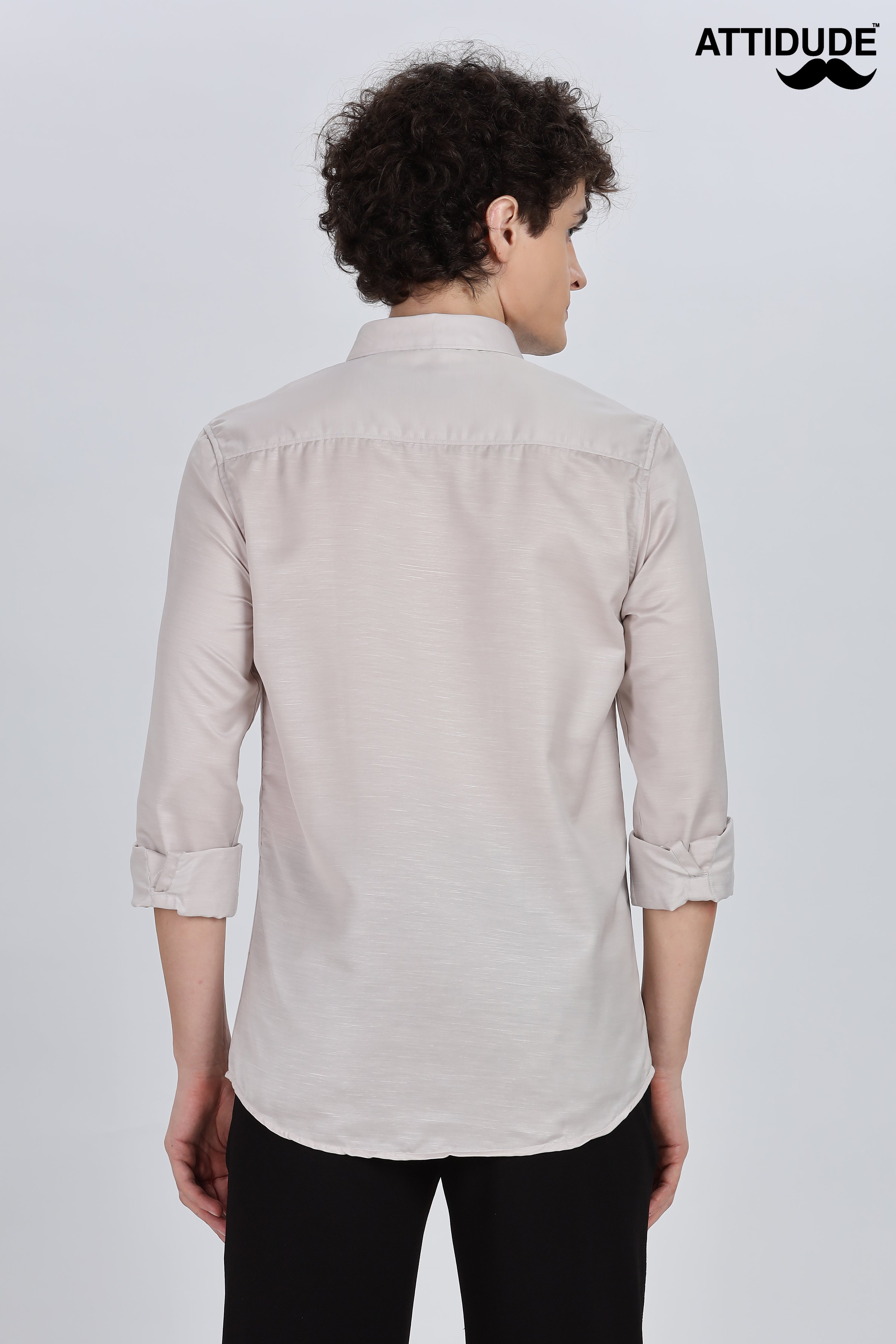 Grey Silky Satin Full Sleeve Shirt