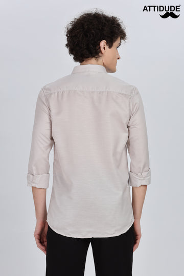 Grey Silky Satin Full Sleeve Shirt