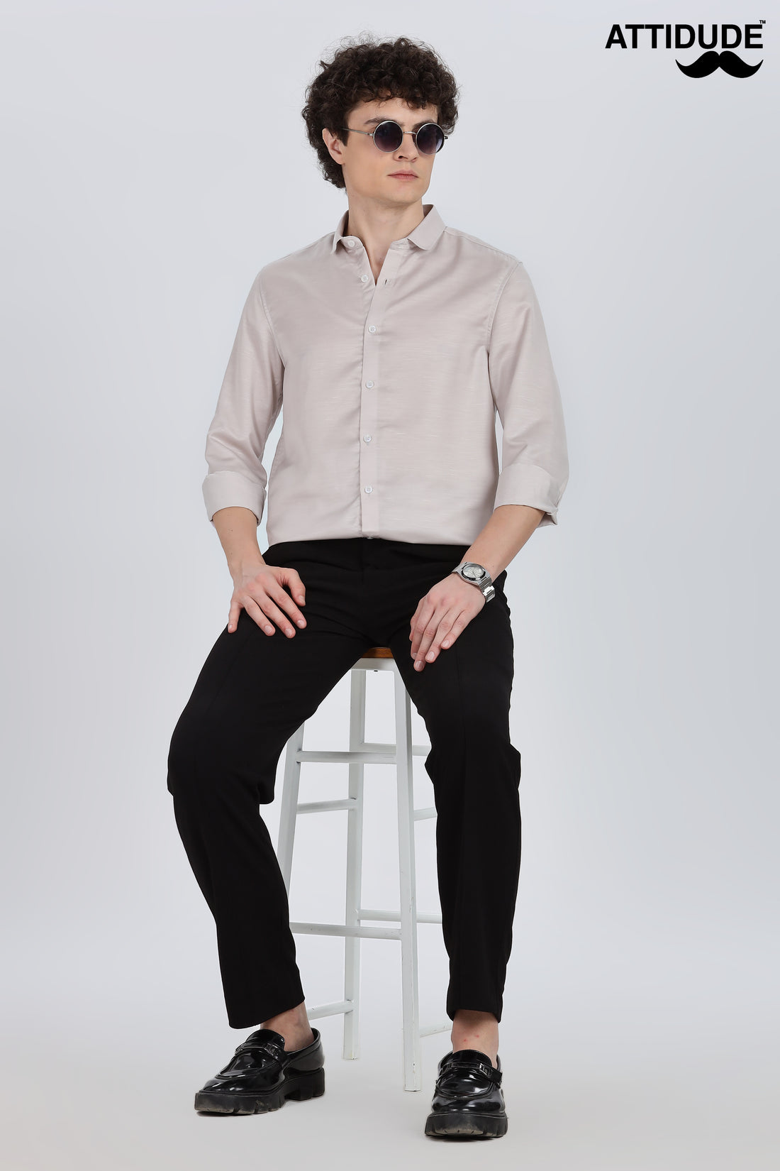 Grey Silky Satin Full Sleeve Shirt (Article A27465)