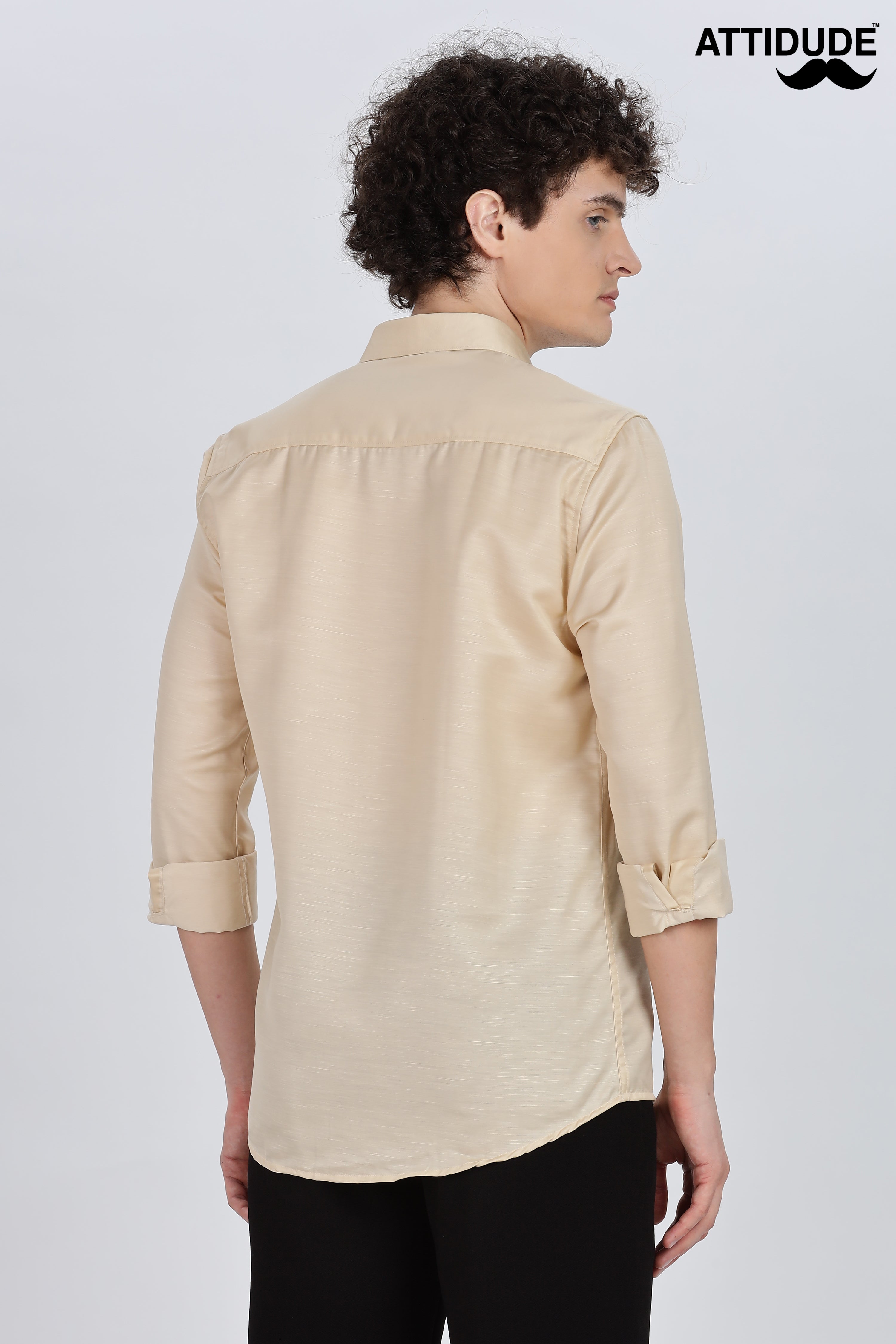 Golden Yellow Silky Satin Full Sleeve Shirt