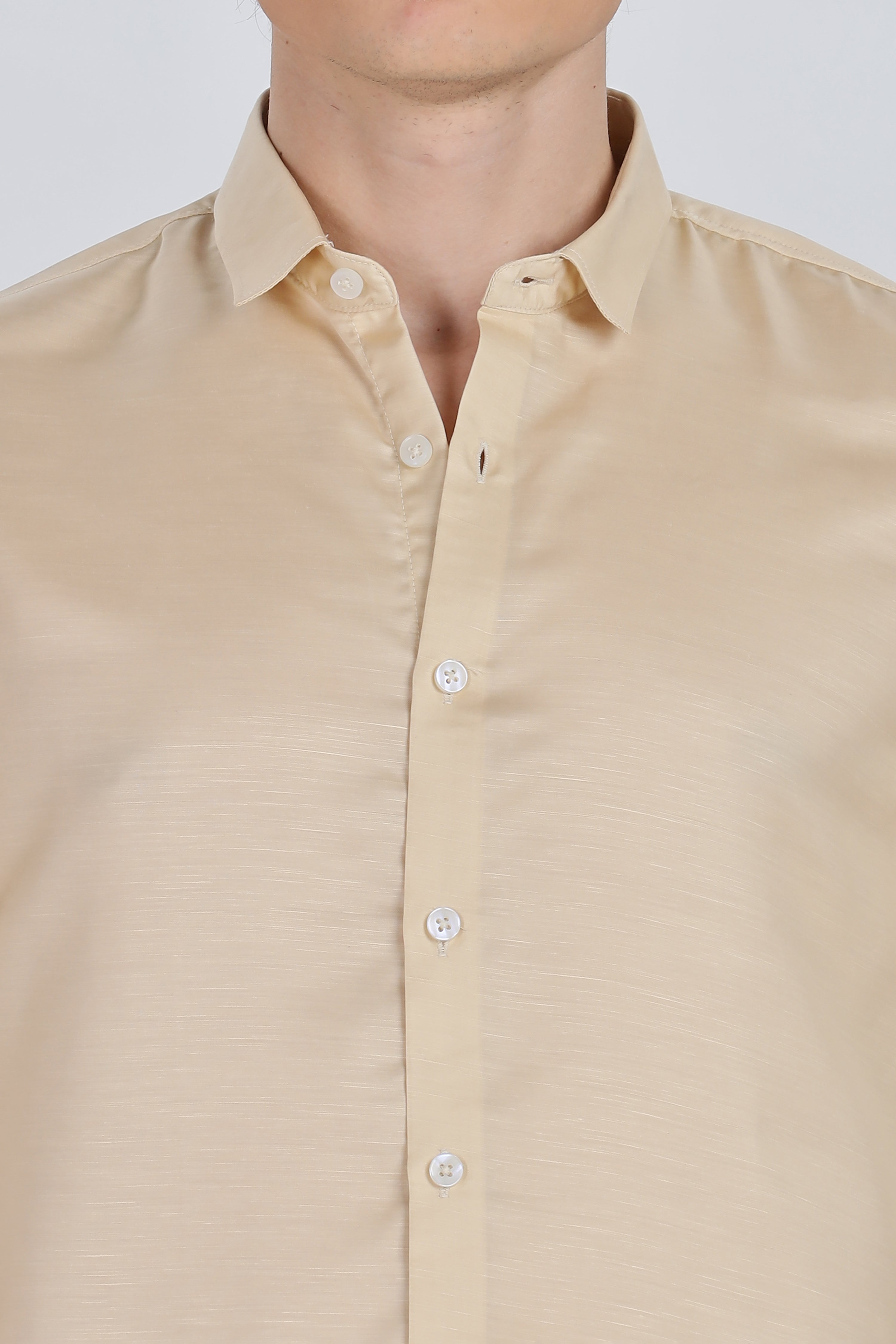 Golden Yellow Silky Satin Full Sleeve Shirt