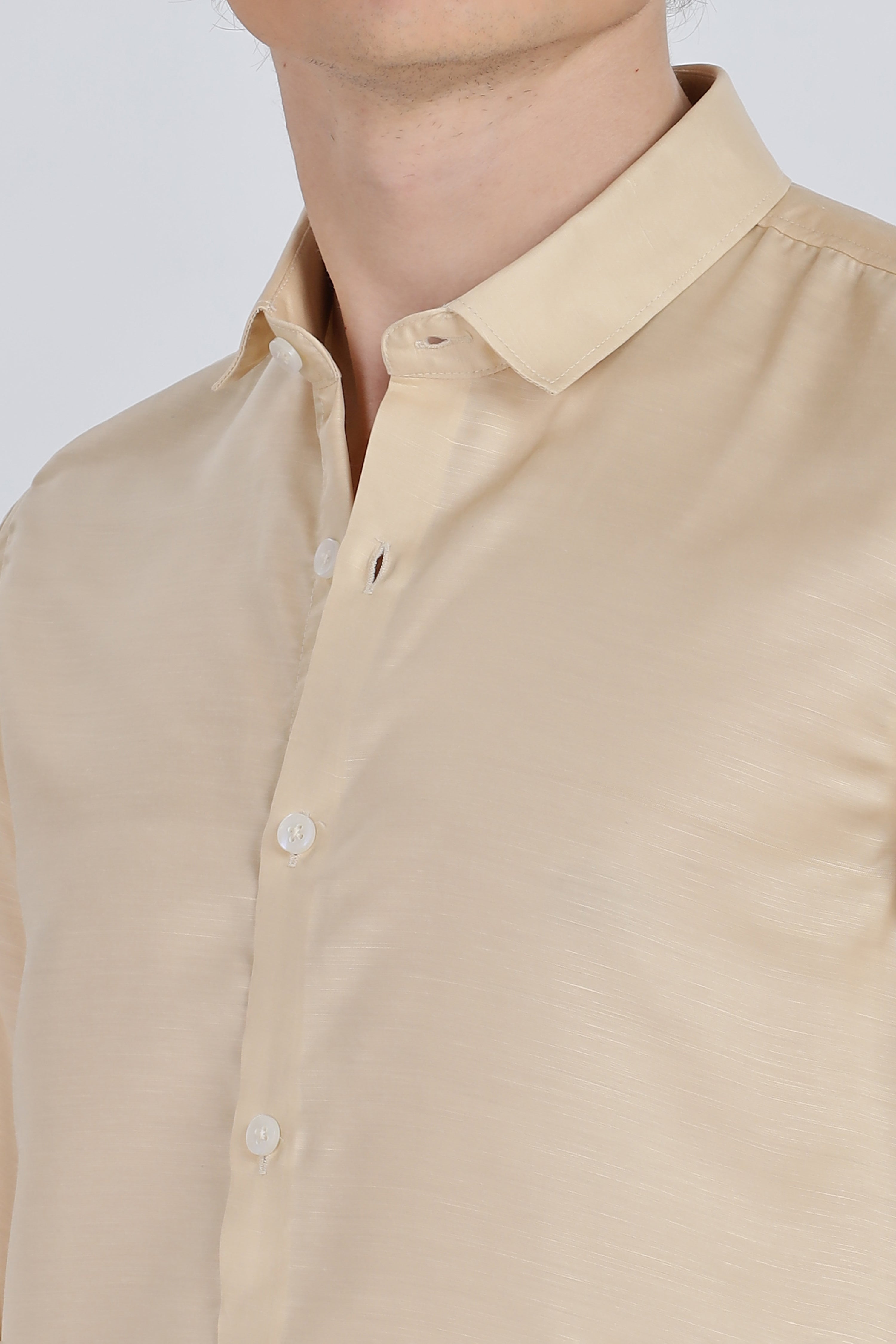 Golden Yellow Silky Satin Full Sleeve Shirt