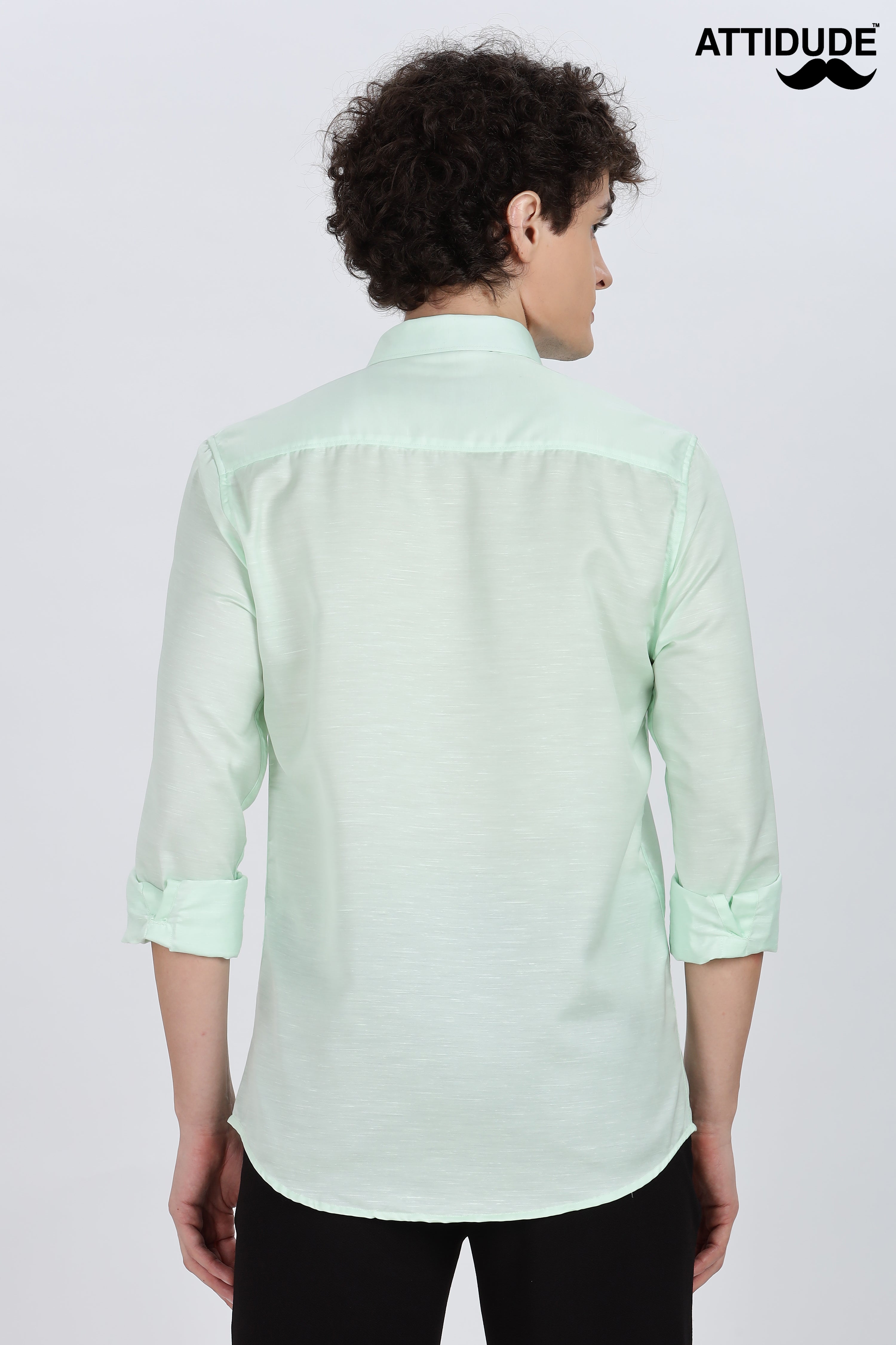 Mint Green Silky Satin Full Sleeve Shirt