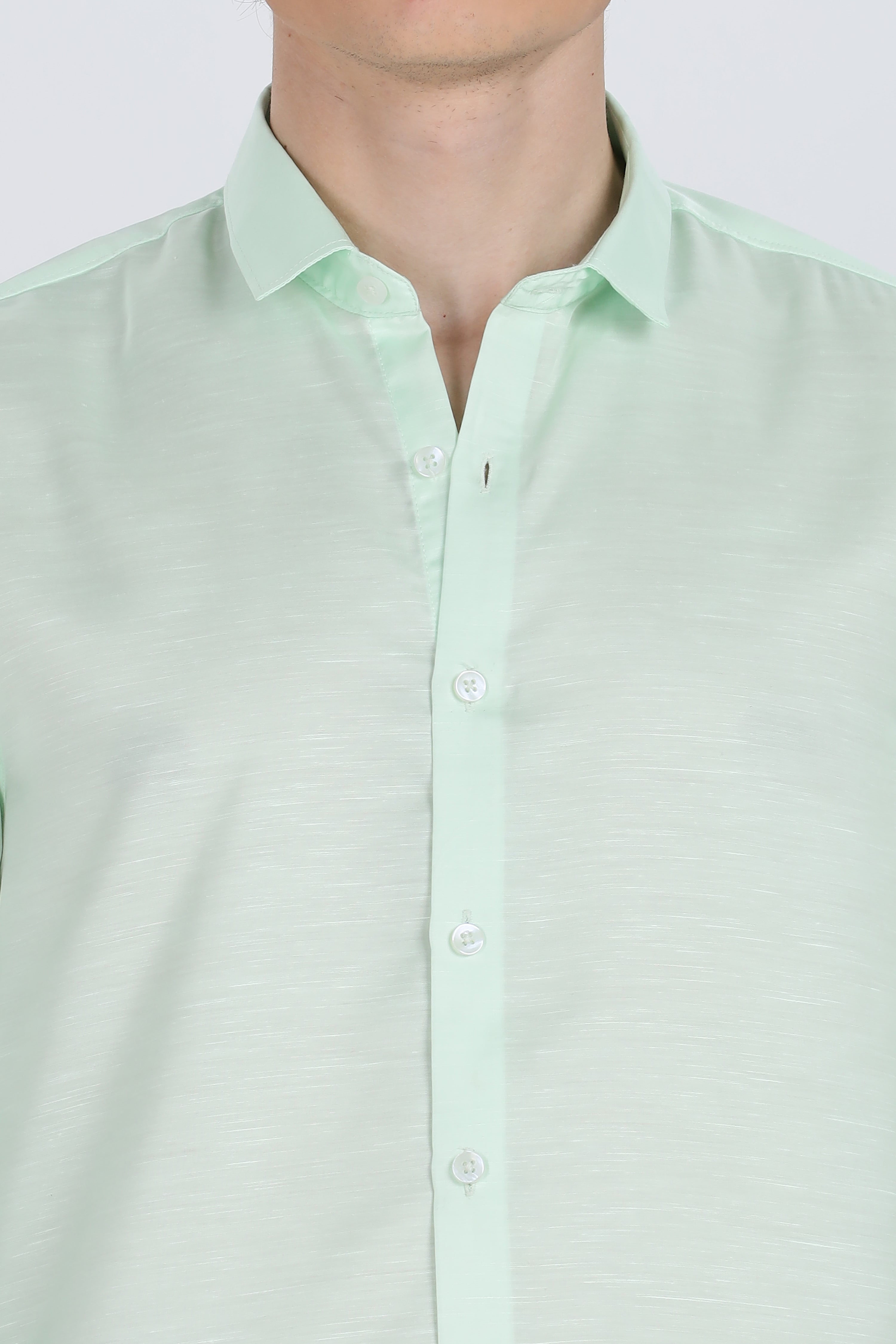 Mint Green Silky Satin Full Sleeve Shirt