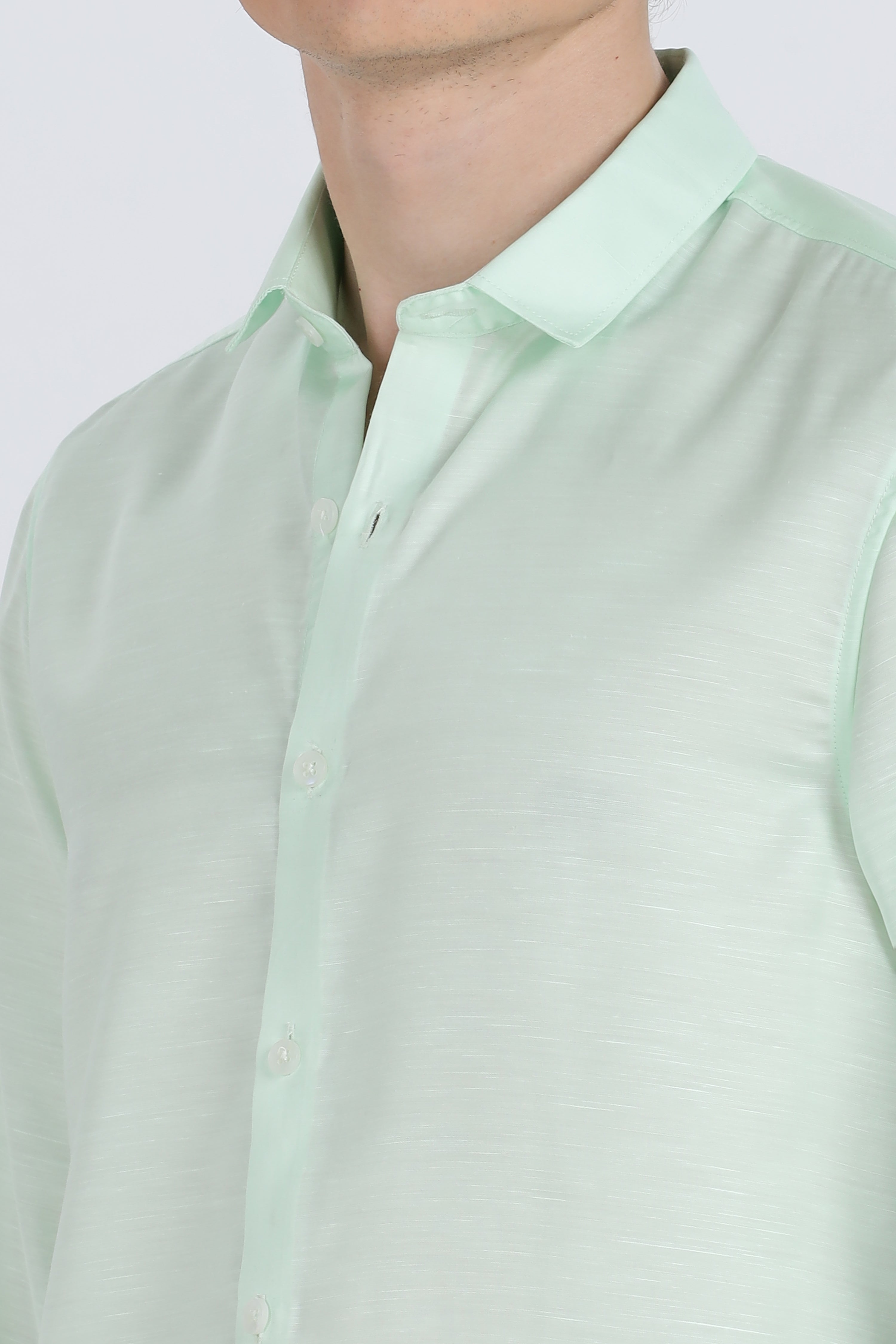 Mint Green Silky Satin Full Sleeve Shirt