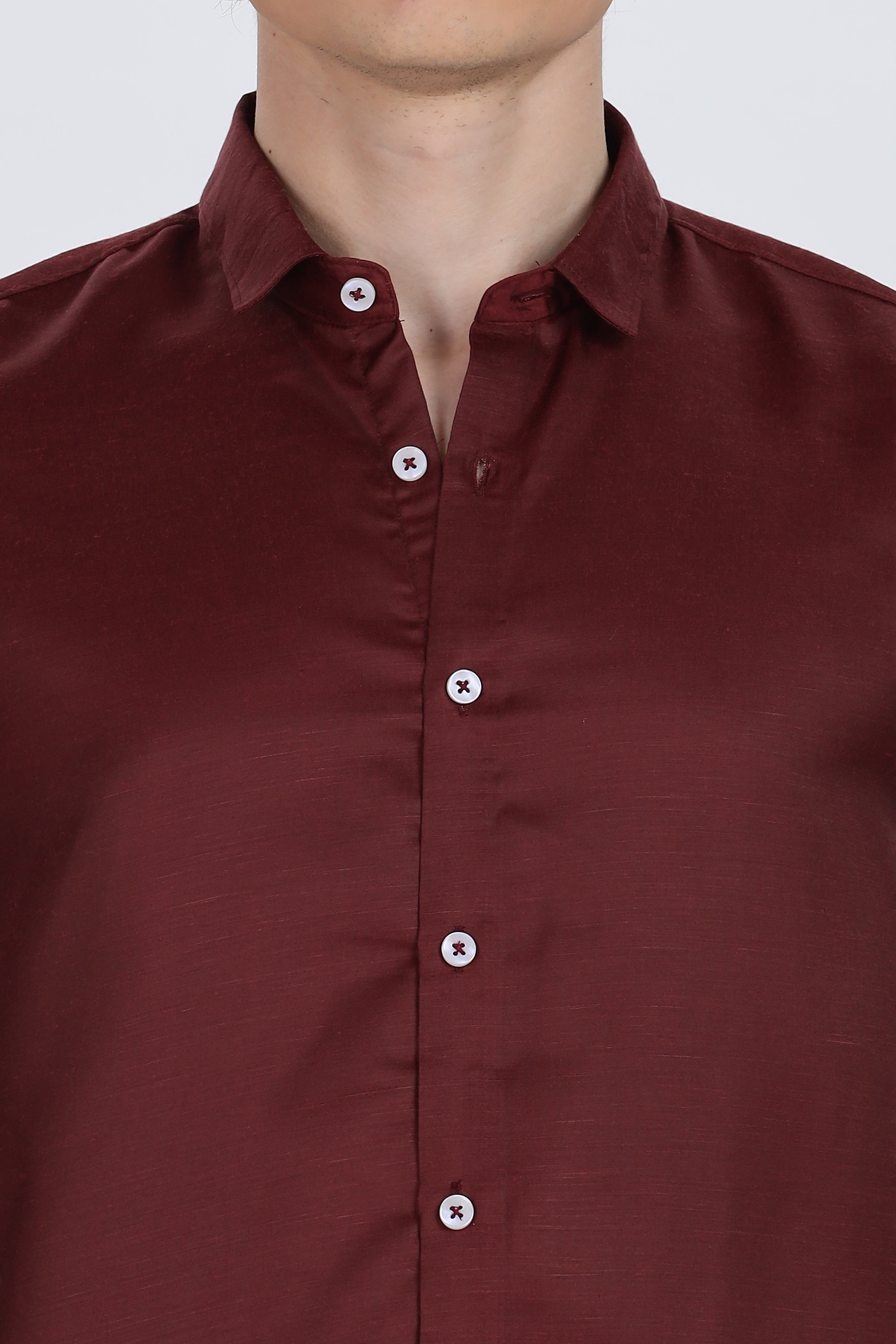 Maroon Silky Satin Full Sleeve Shirt