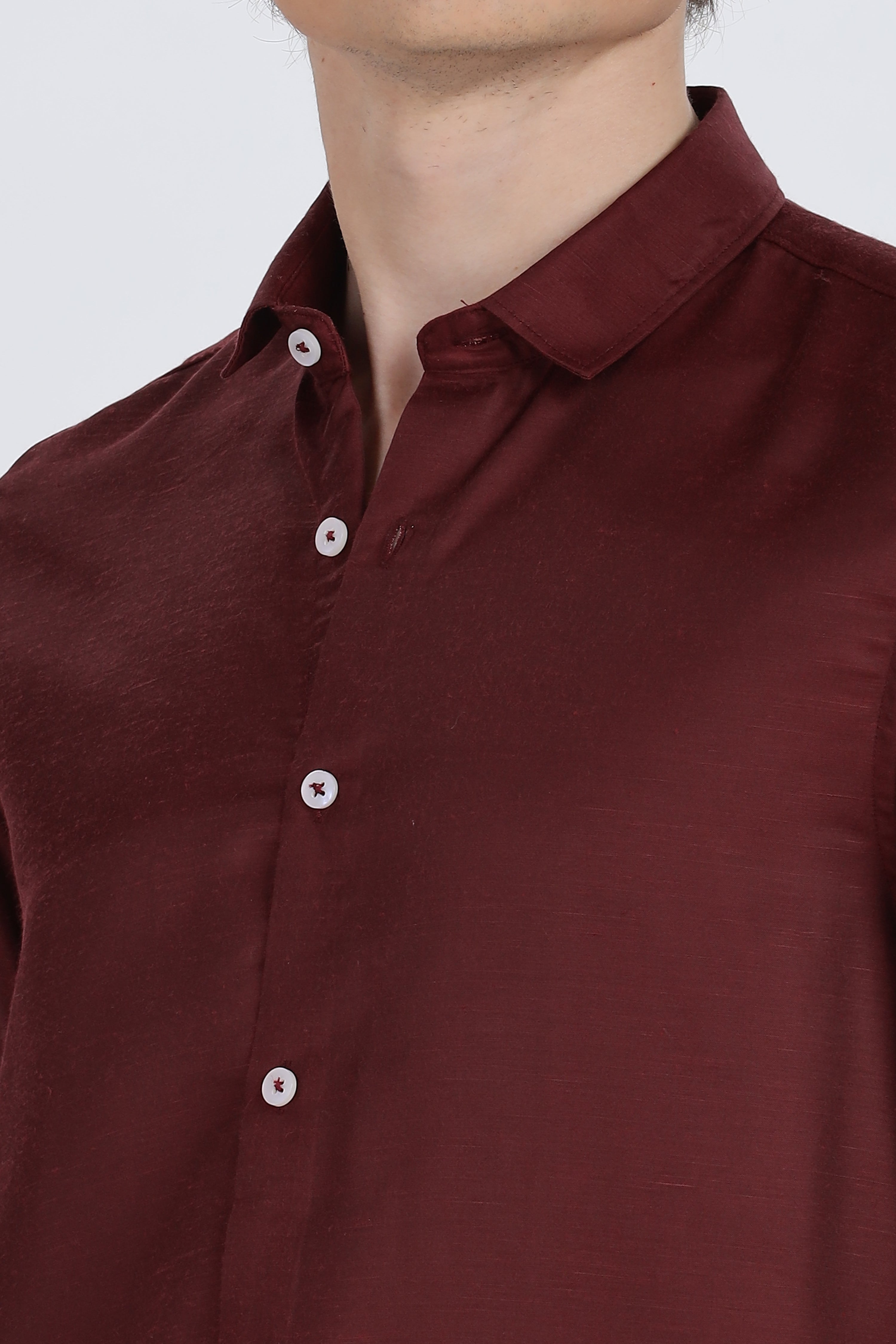 Maroon Silky Satin Full Sleeve Shirt