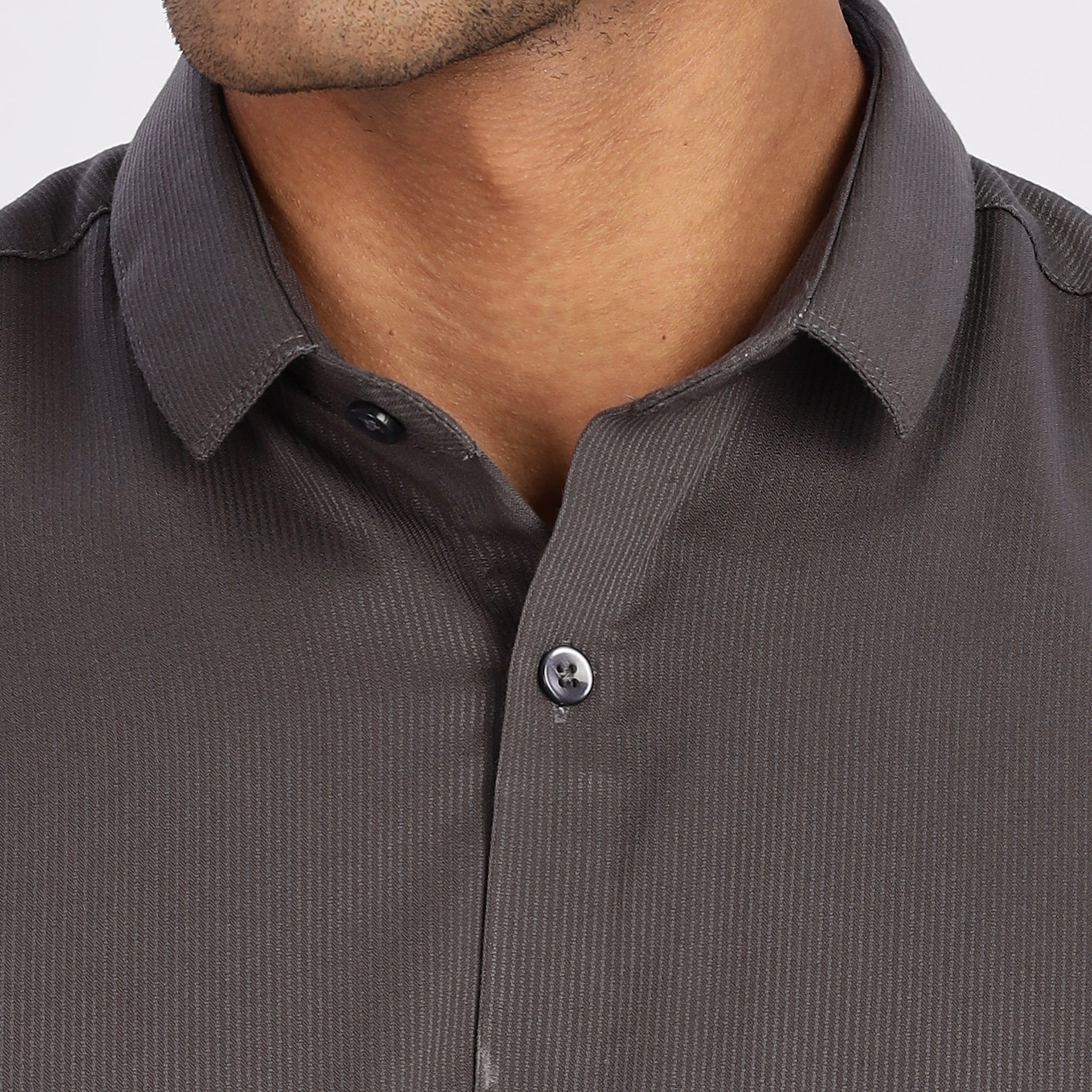 Charcoal Grey Mini Cord-Lycra Full Sleeve Shirt (Article B0017)