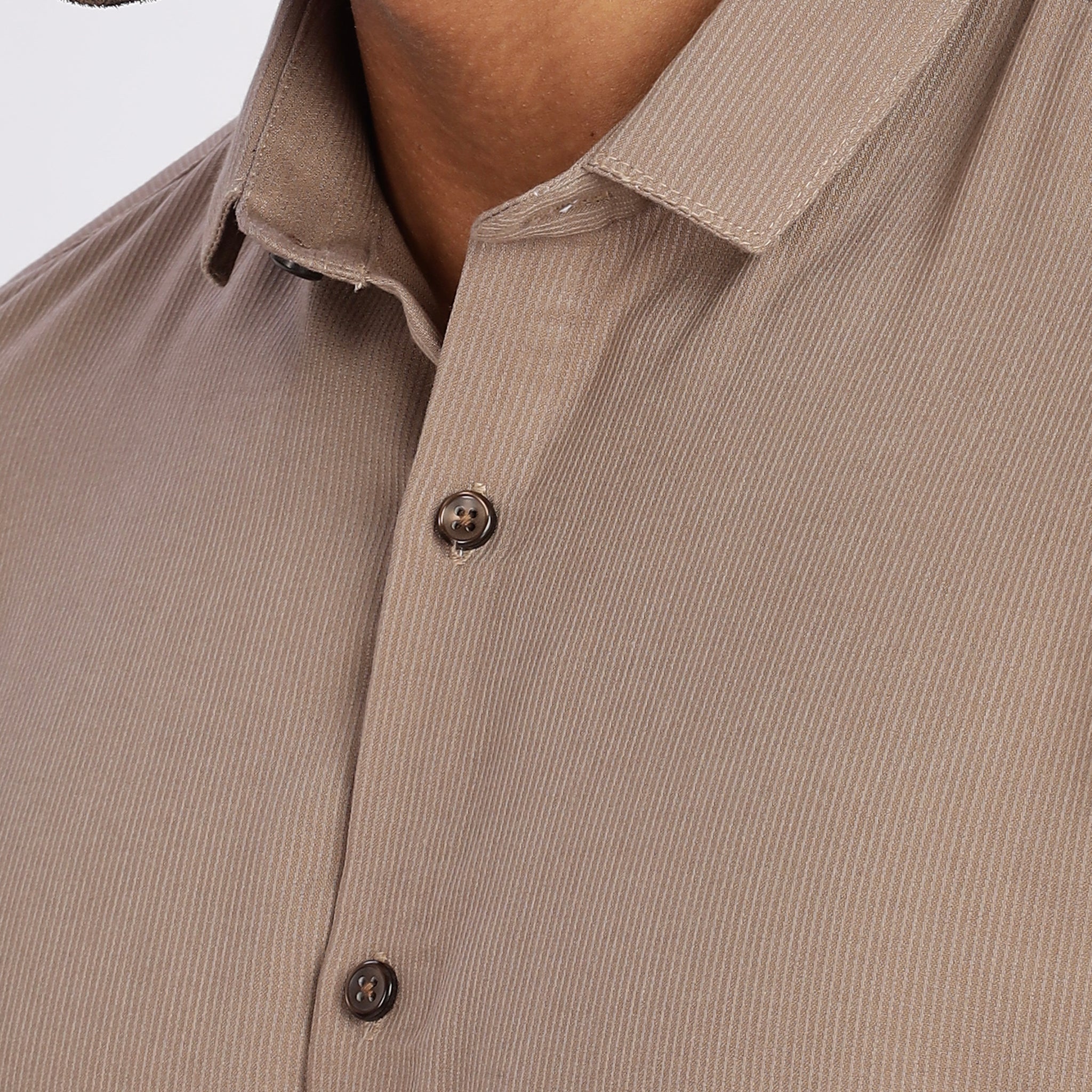 Brown Mini Cord-Lycra Full Sleeve Shirt (Article B0017)