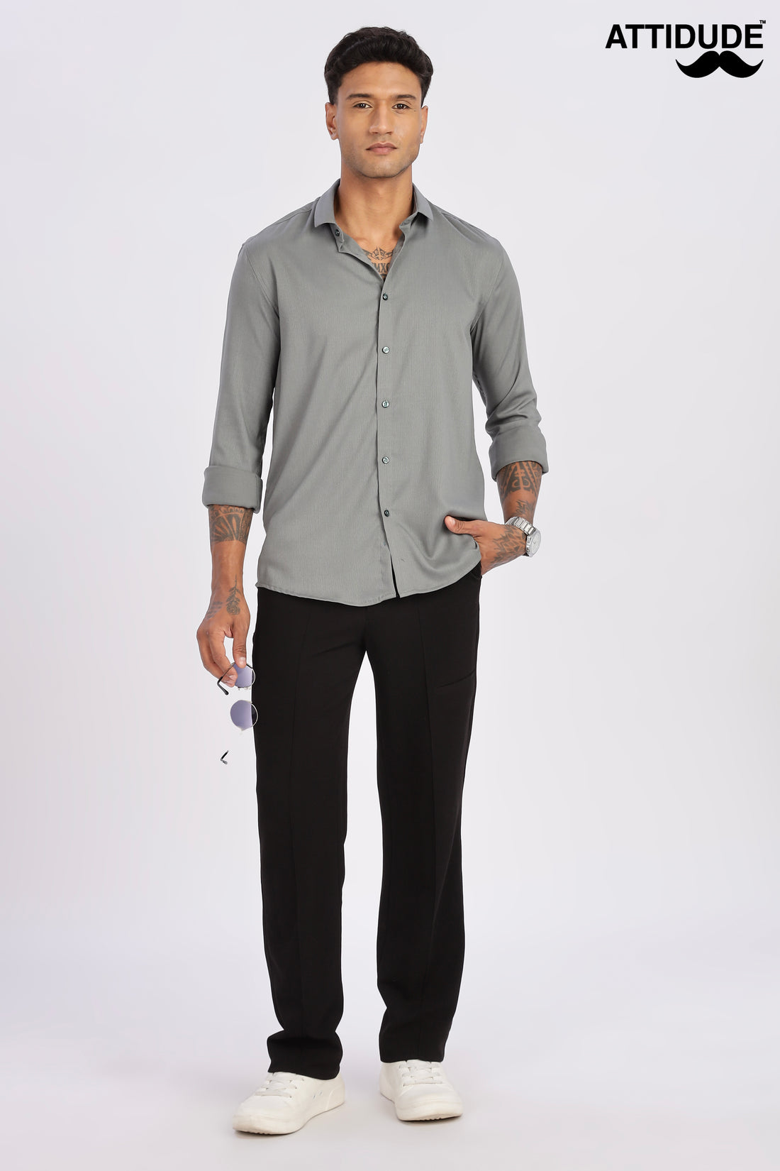 Pale Green Mini Cord-Lycra Full Sleeve Shirt (Article B0017)