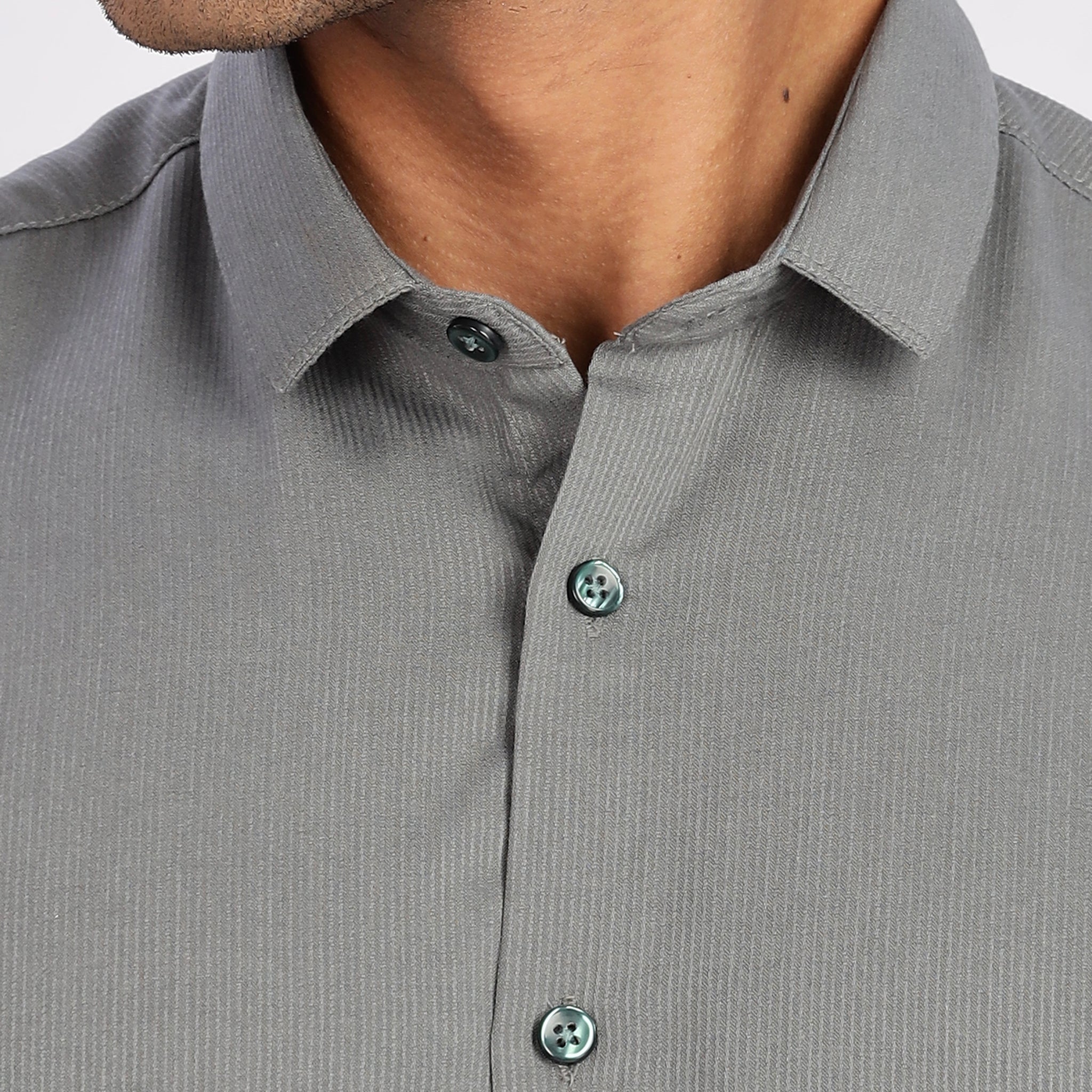 Pale Green Mini Cord-Lycra Full Sleeve Shirt (Article B0017)