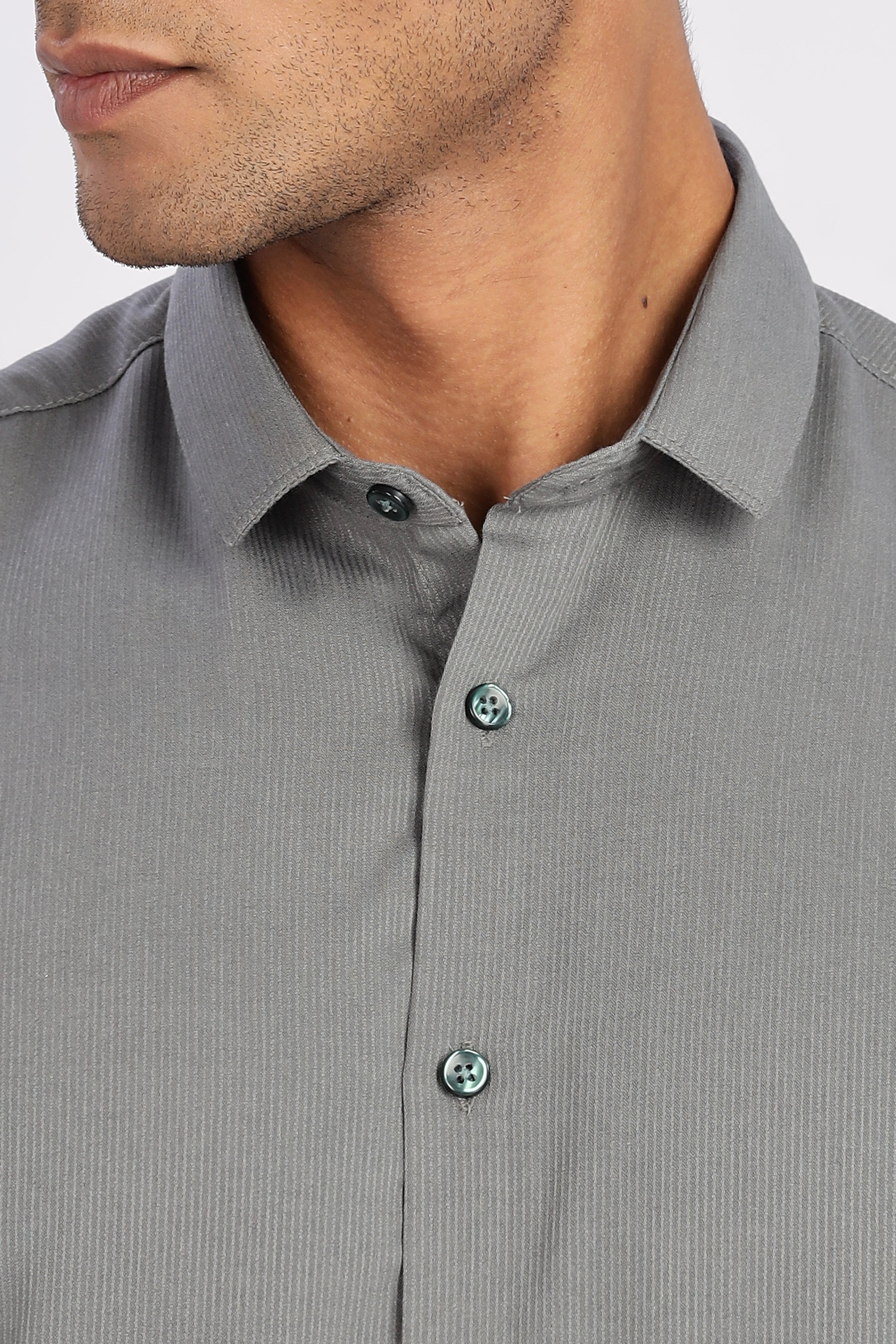 Pale Green Mini Cord-Lycra Full Sleeve Shirt