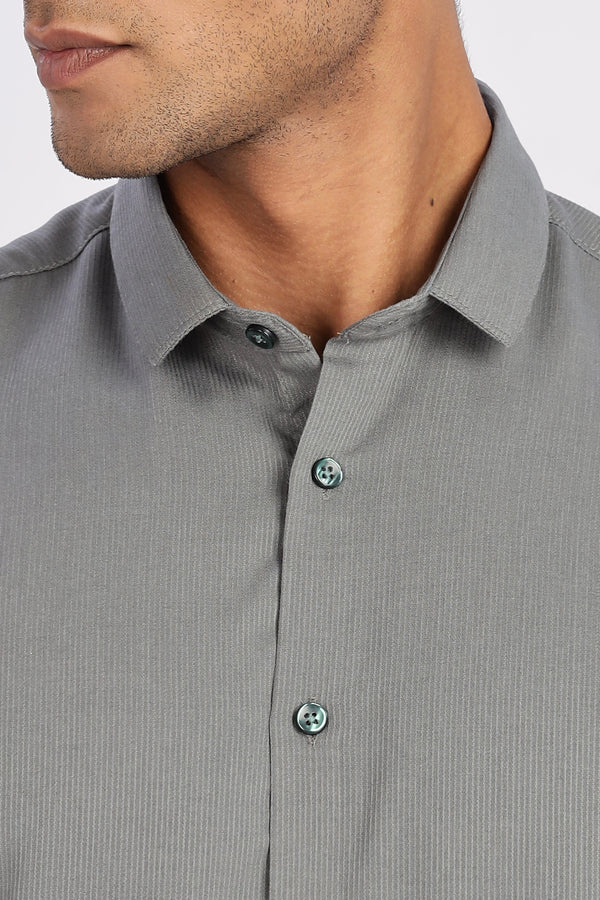 Pale Green Mini Cord-Lycra Full Sleeve Shirt