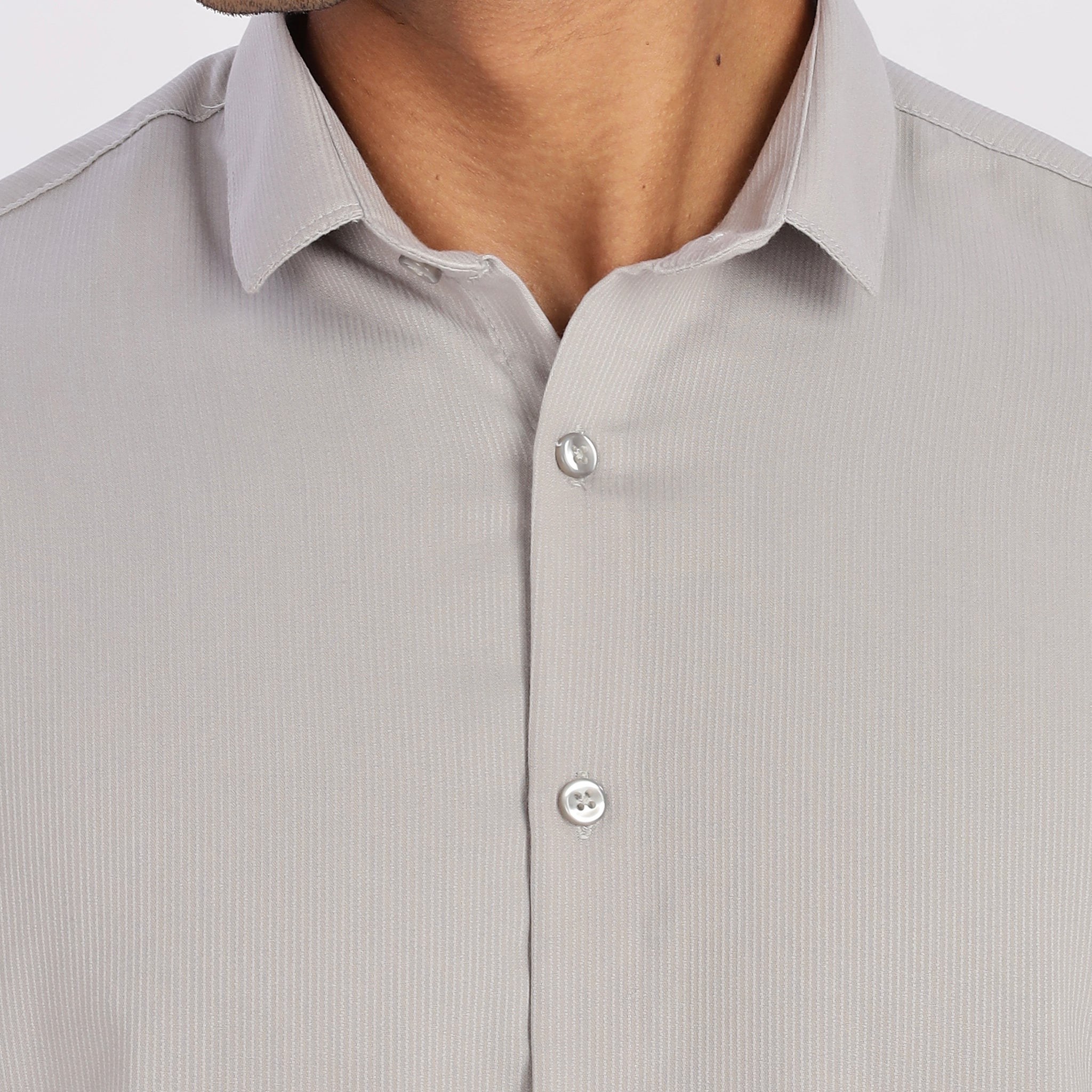Light Grey Mini Cord-Lycra Full Sleeve Shirt (Article B0017)