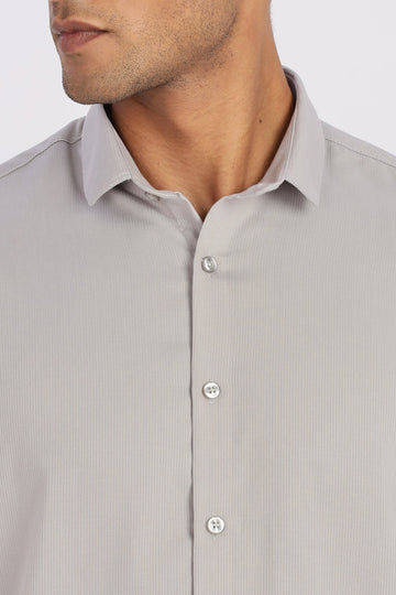 Light Grey Mini Cord-Lycra Full Sleeve Shirt