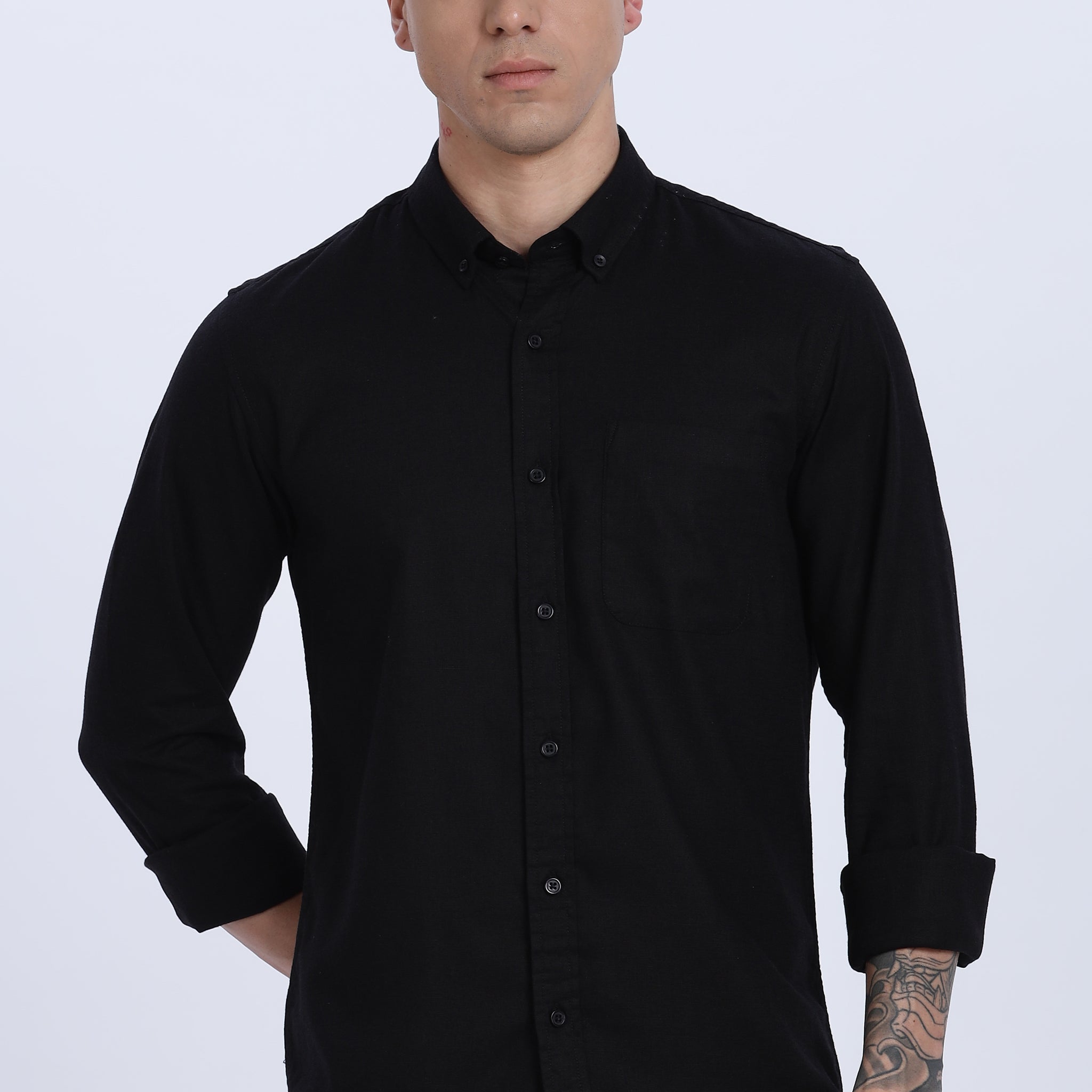 Solid Linen Button Down Full Sleeve Shirt (Article B0166)