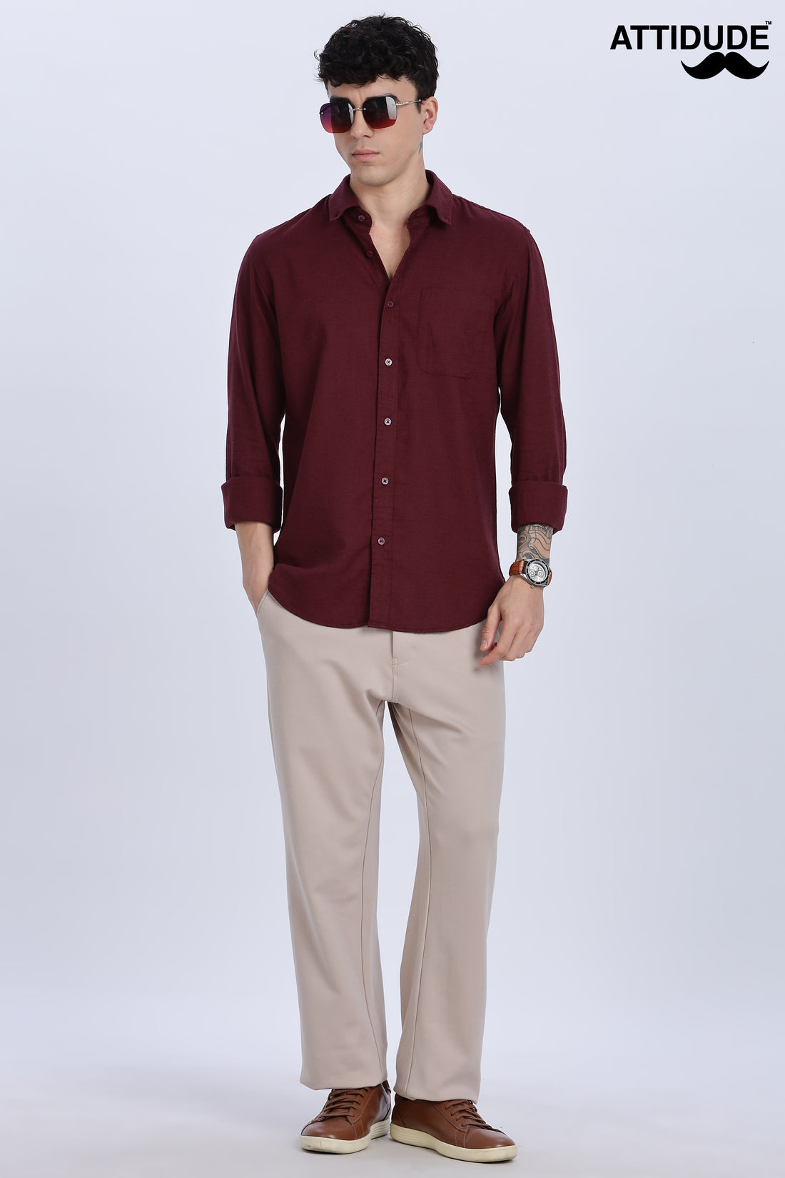 Solid Linen Button Down Full Sleeve Shirt (Article B0166)