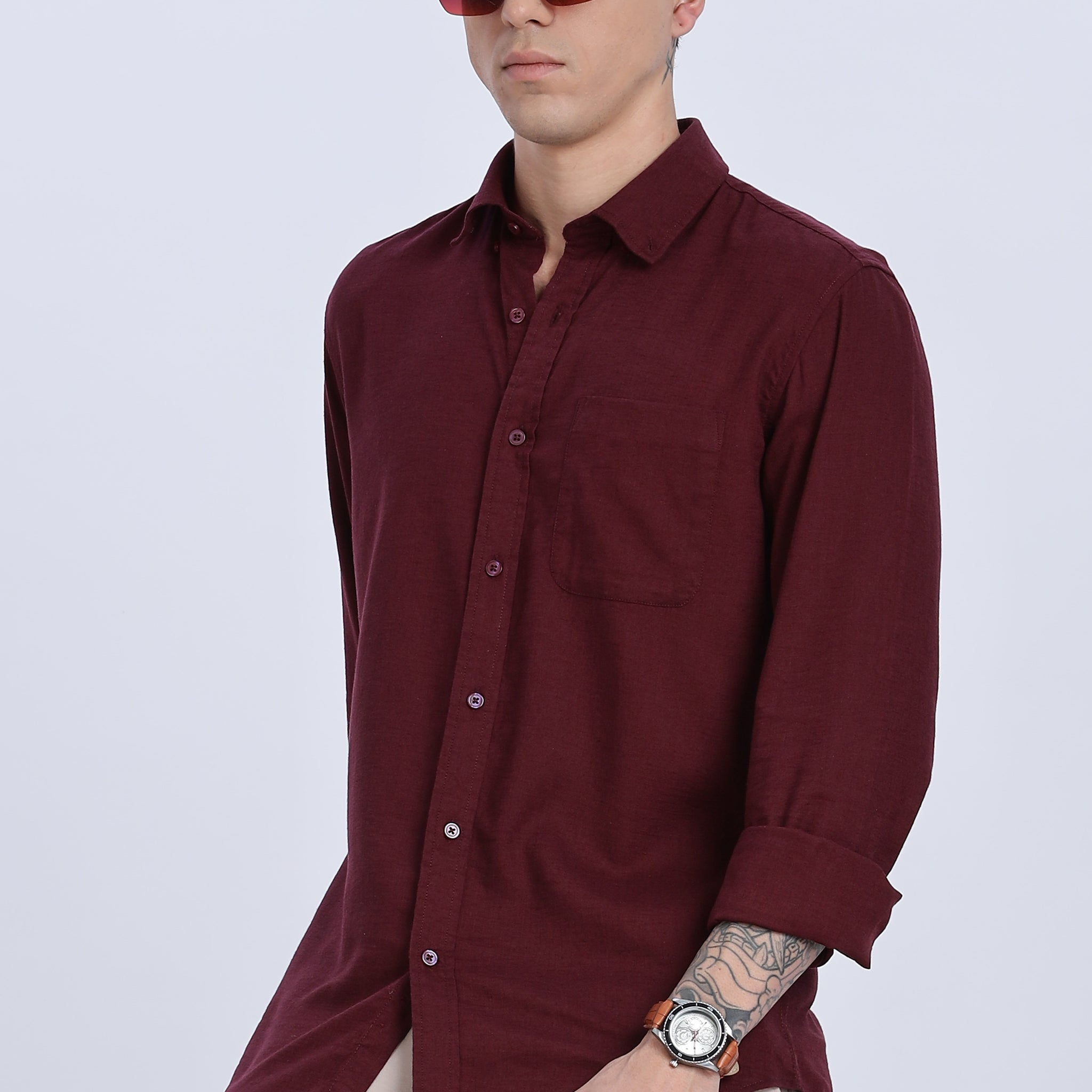Solid Linen Button Down Full Sleeve Shirt (Article B0166)