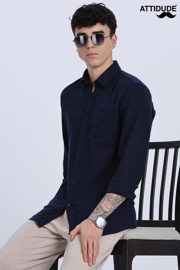 Solid Linen Button Down Full Sleeve Shirt (Article B0166)