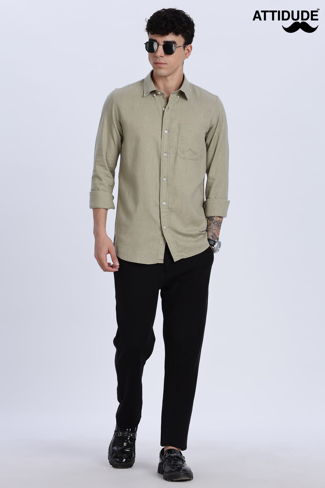 Solid Linen Button Down Full Sleeve Shirt (Article B0166)