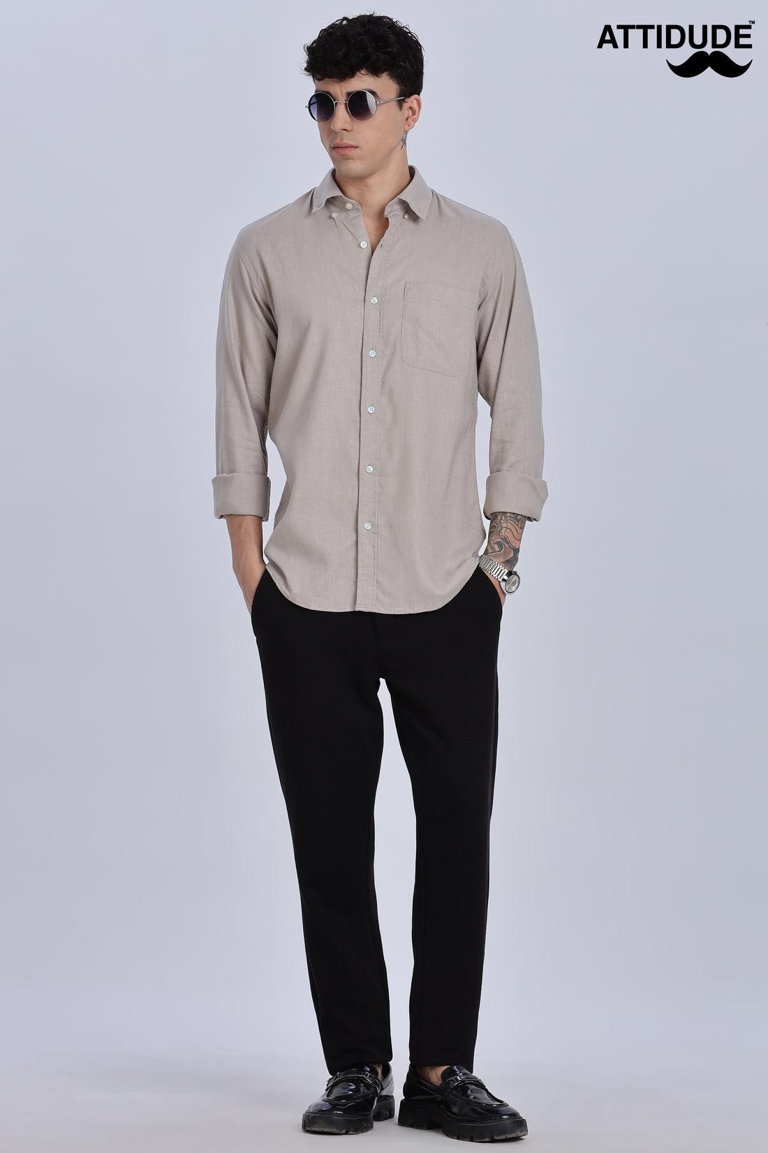 Solid Linen Button Down Full Sleeve Shirt (Article B0166)