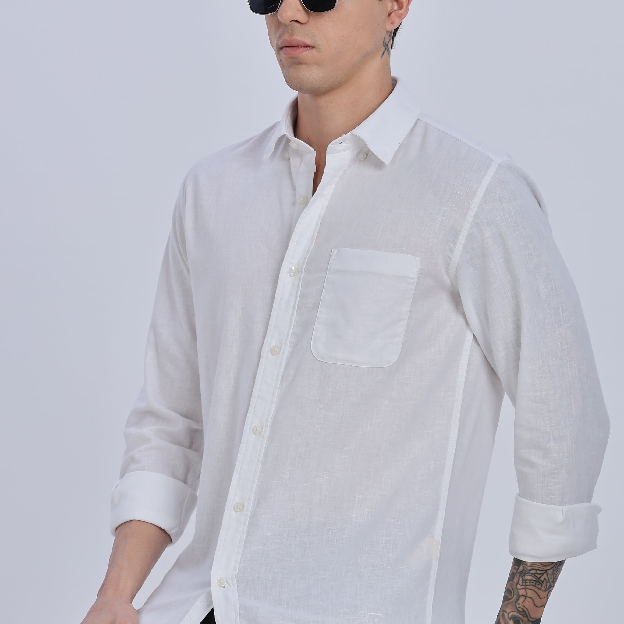 Solid Linen Button Down Full Sleeve Shirt (Article B0166)