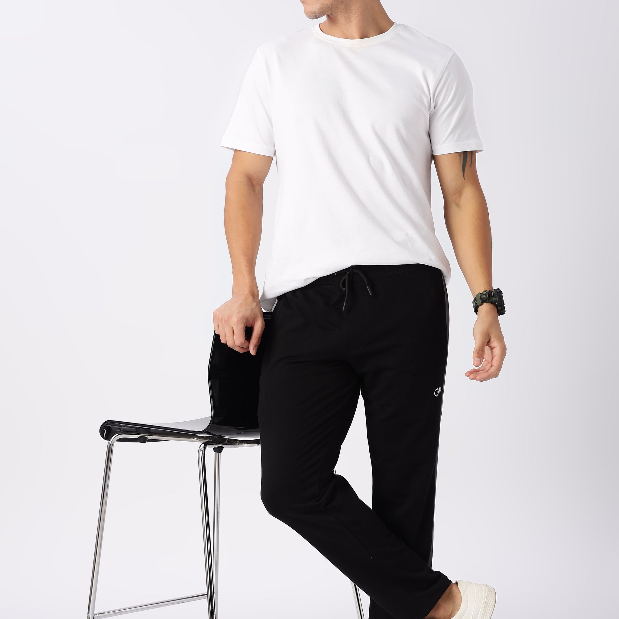 Black Gymvampyr Track Pants with Side Stripe (Article 27433)