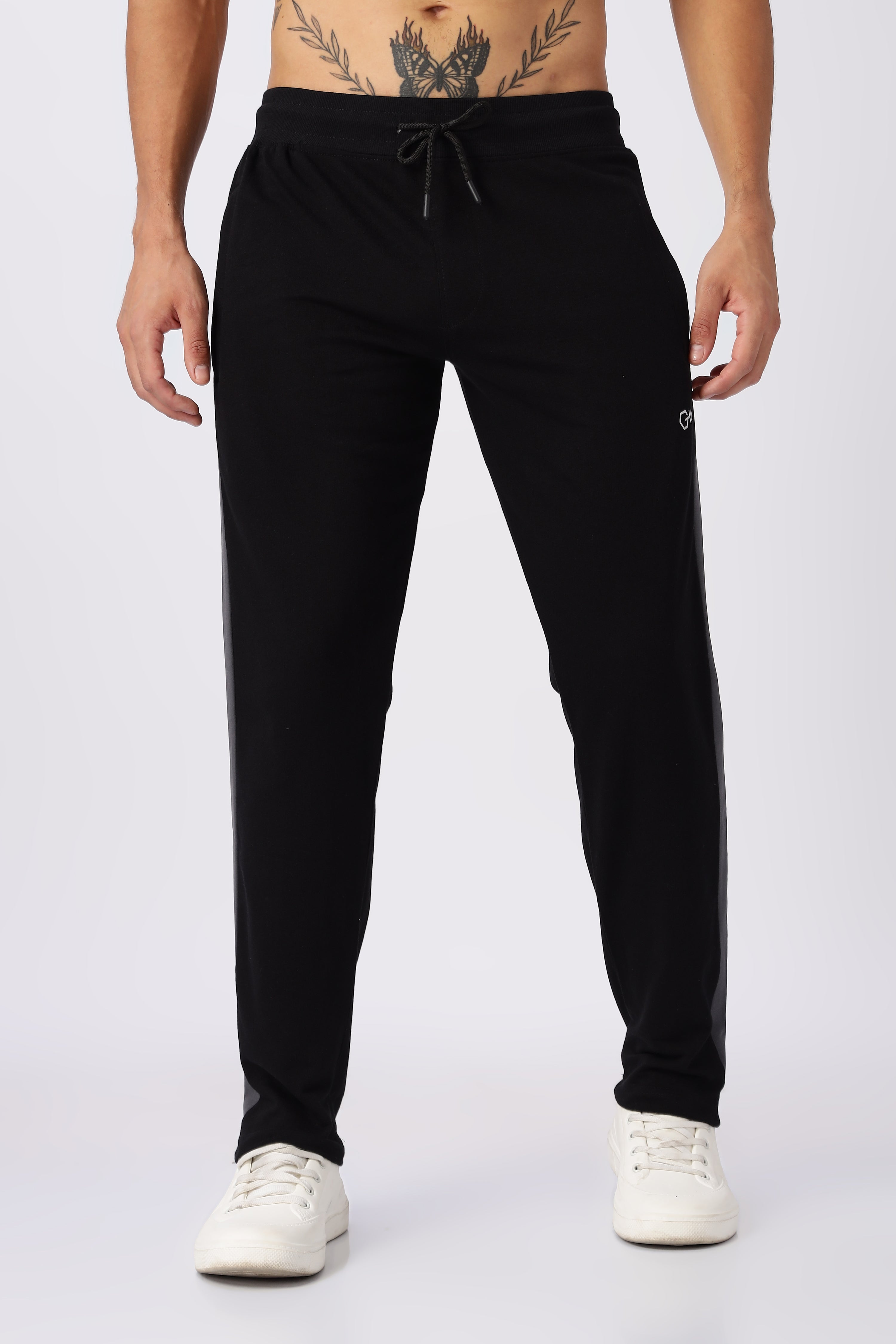 Black Gymvampyr Track Pants with Side Stripes