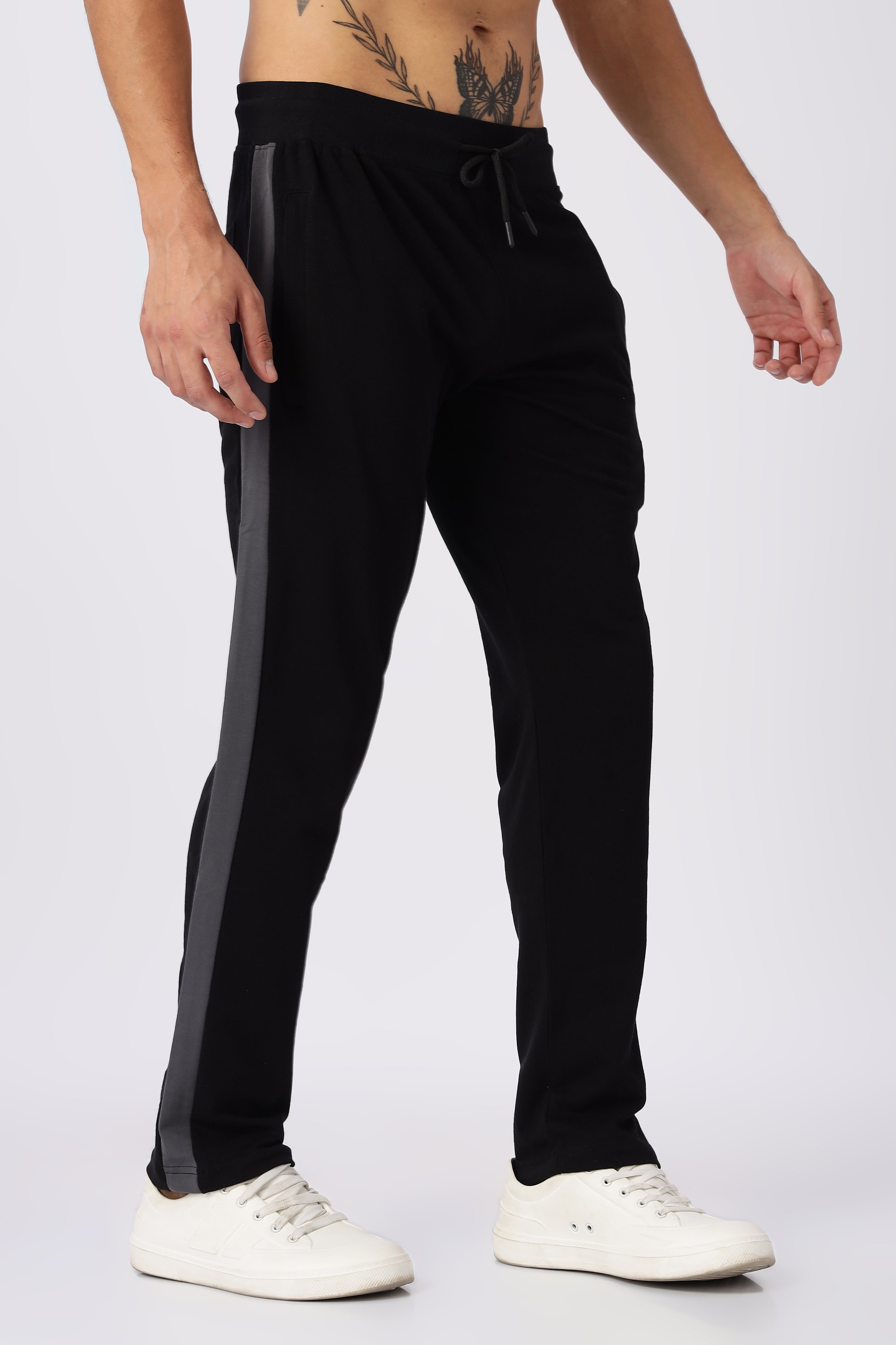 Black Gymvampyr Track Pants with Side Stripes