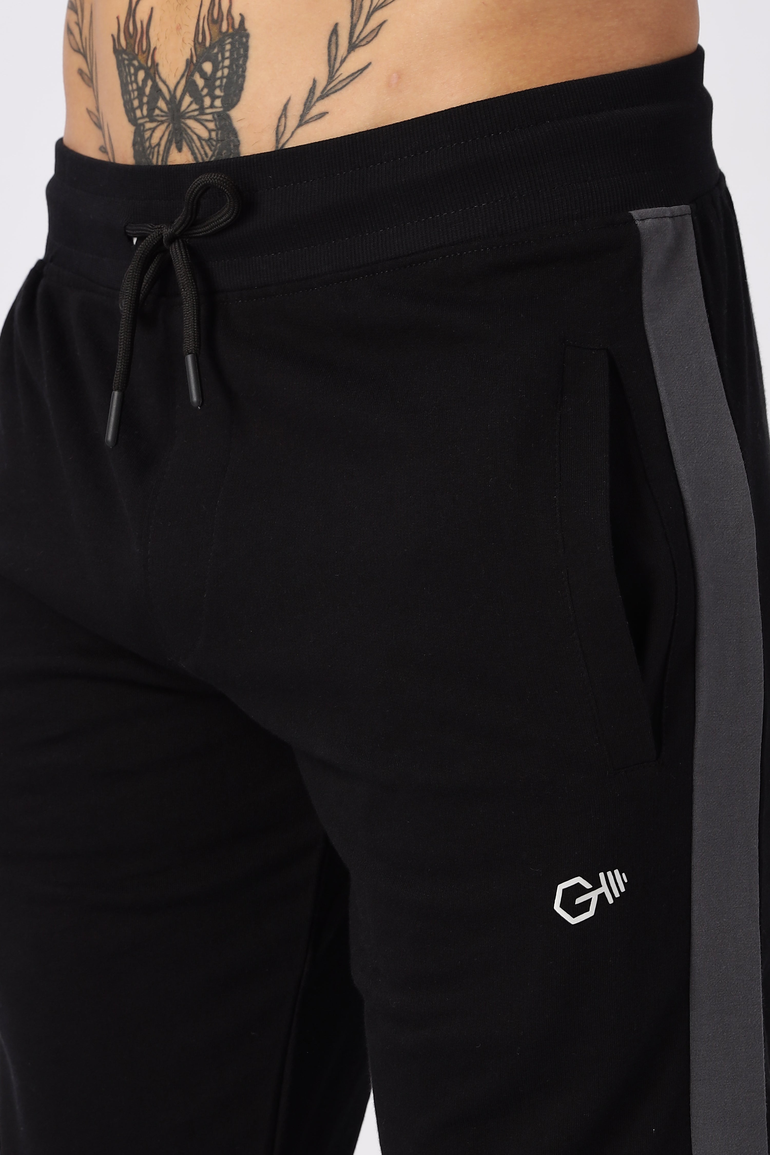 Black Gymvampyr Track Pants with Side Stripes